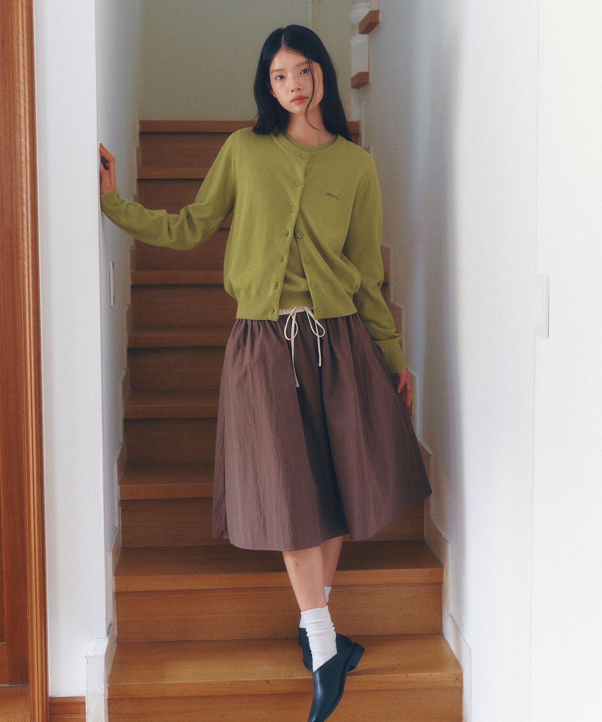 쎄미(SSEMI) BANDING ROPE MIDI SKIRT(BR)