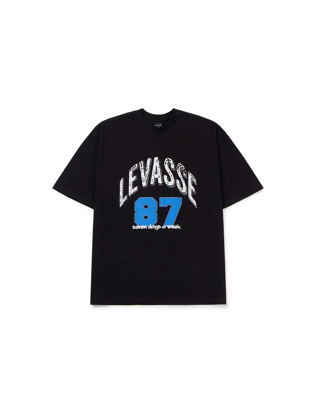 르바세(LEVASSE) 87 아치 블루로고  오버핏 반팔티셔츠
