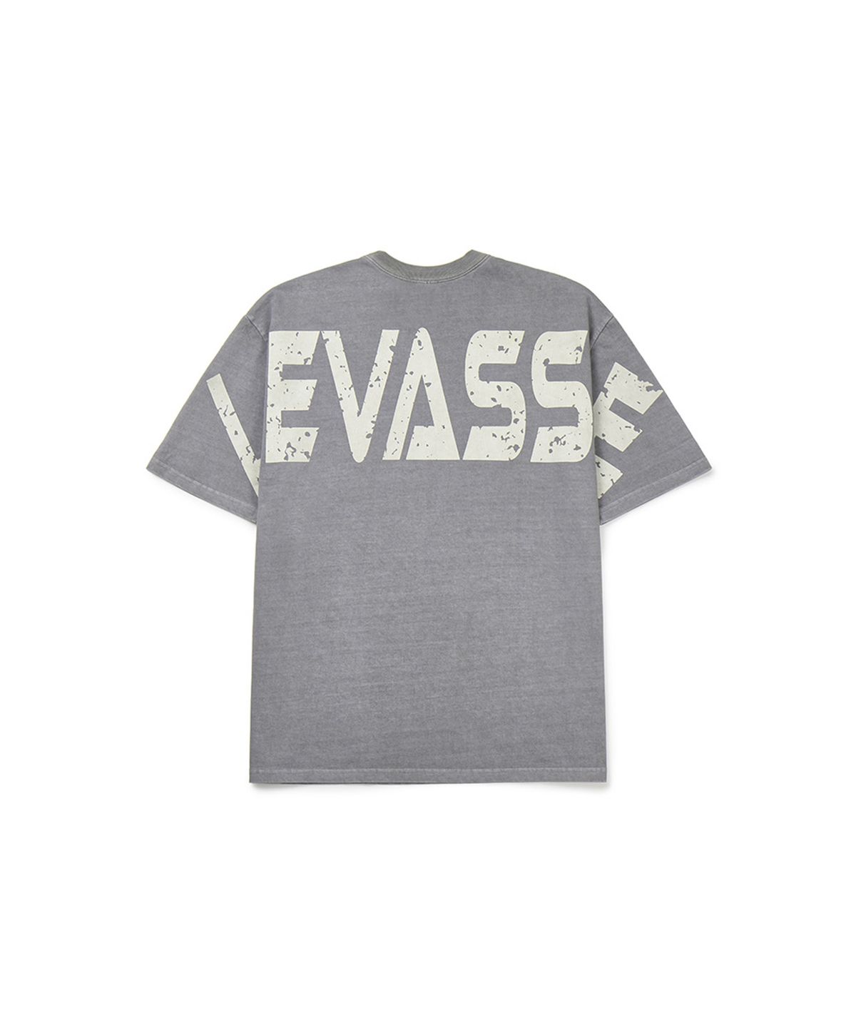 르바세(LEVASSE) 올드스쿨 백로고 오버핏 반팔 티셔츠_피그먼트 그레이