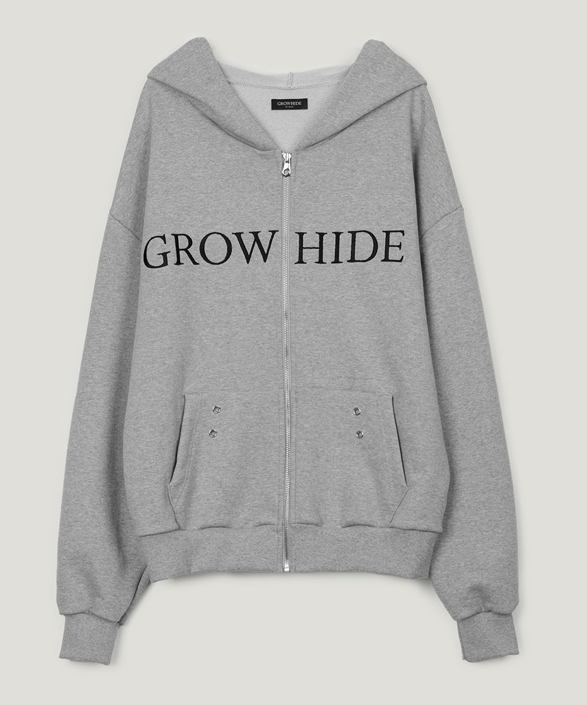 그로우하이드(GROWHIDE) 뉴엣 자수 오버핏 후드 집업