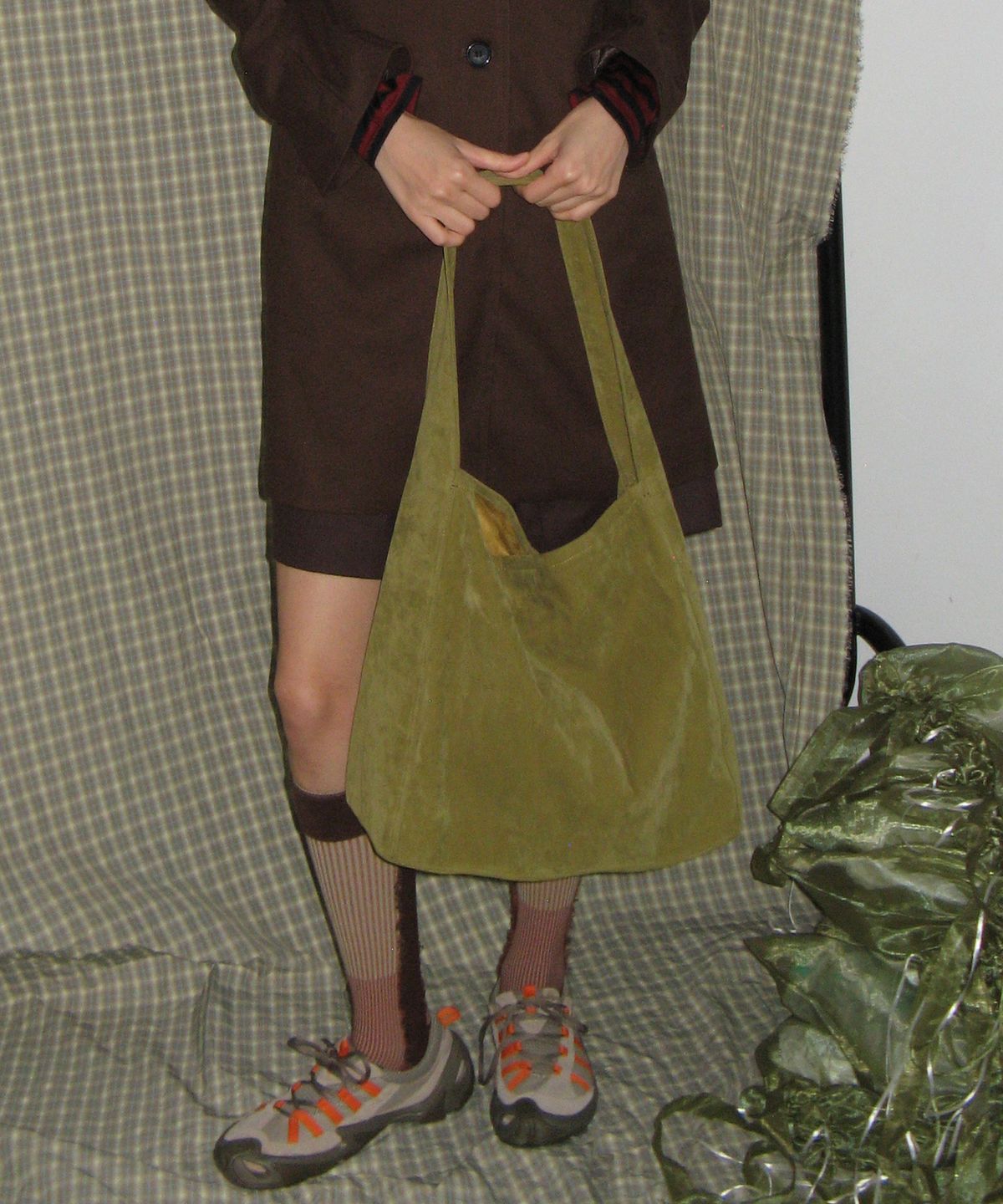 포테(POTE) [3차리오더:바로출고] 0007 Layered Pouch Hobo Bag_Suede Olive