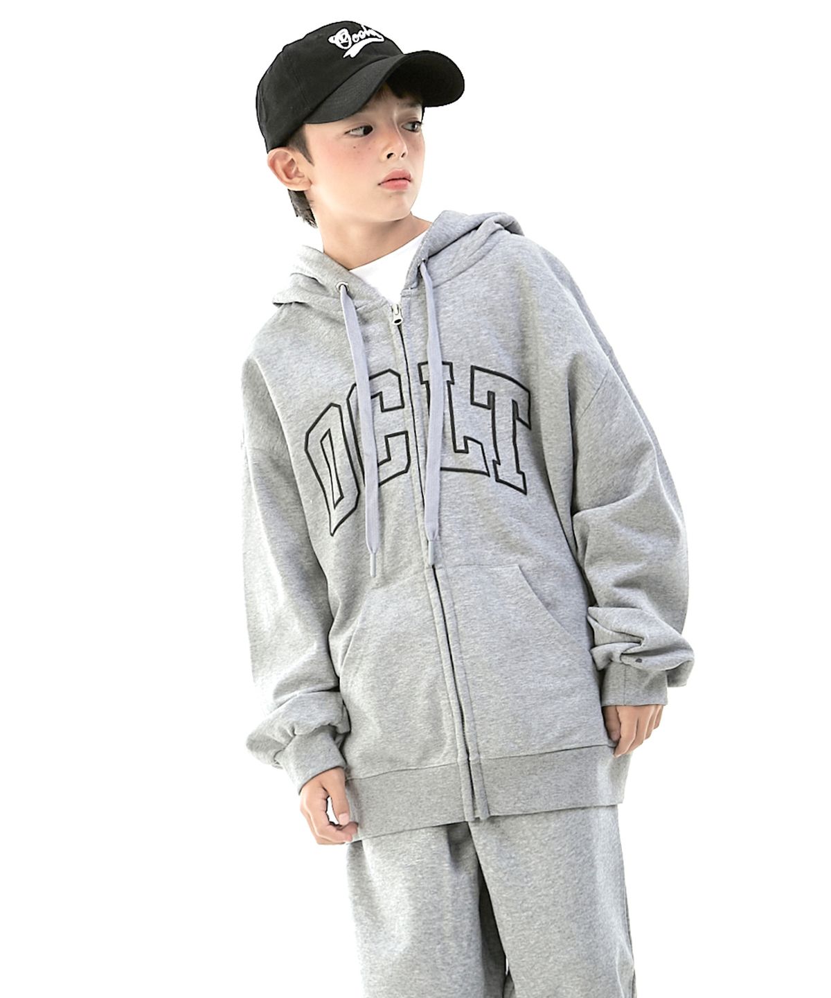오실롯 주니어(OCELOT JUNIOR) D29 빅로고 후드집업 (그레이)