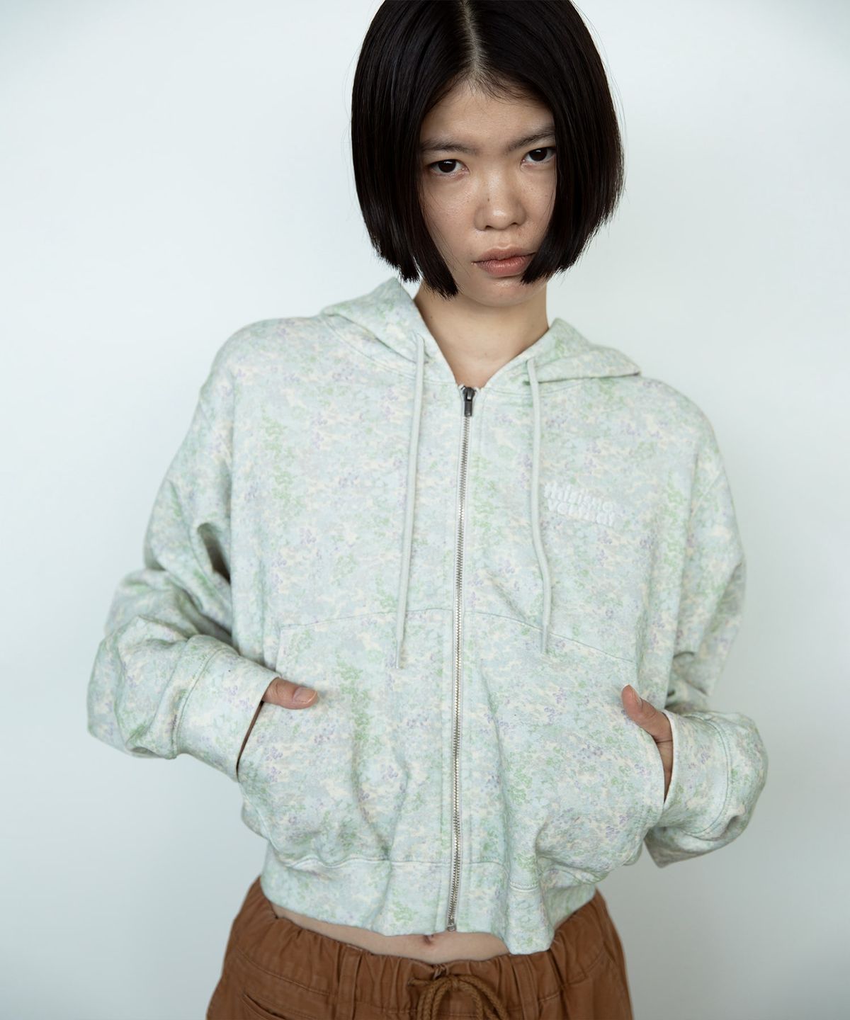 디스이즈네버댓(THISISNEVERTHAT) OL-Logo W Zip Up Hoodie Floral Ivory