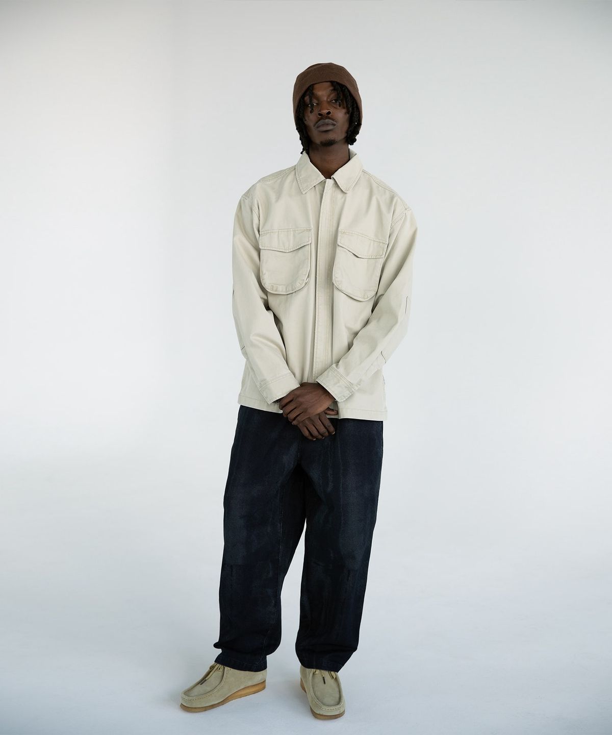 디스이즈네버댓(THISISNEVERTHAT) Washed Zip Shirt Stone