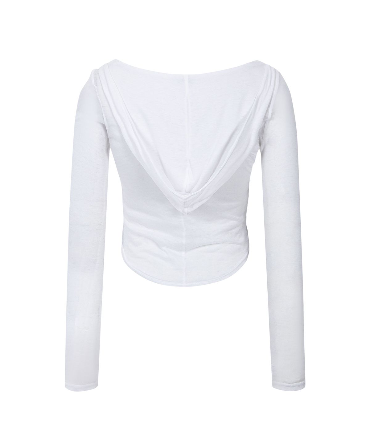 플리즈노팔로우(PLEASENOFOLLOW) Moa Drape Hoodie Long Sleeve Top (White)