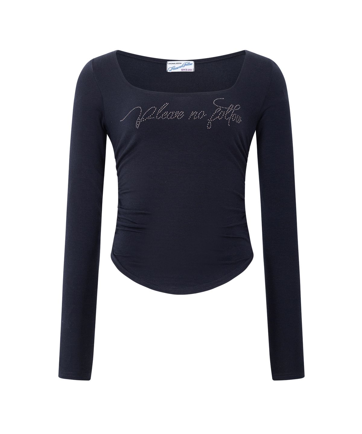플리즈노팔로우(PLEASENOFOLLOW) Romy Logo Long Sleeve Top (Navy)