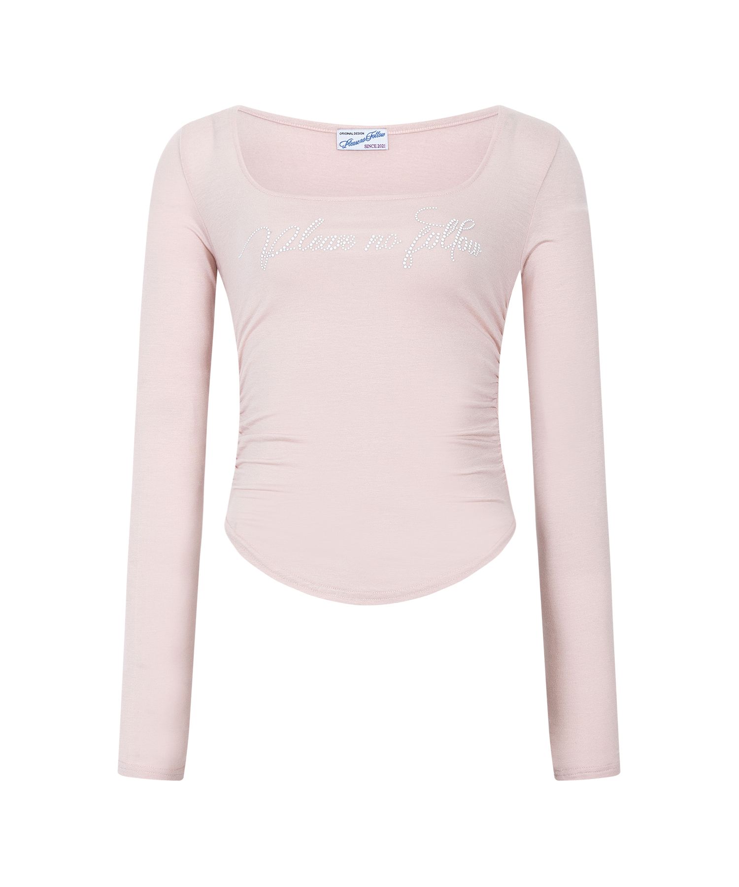 MUSINSA公式 | PLEASENOFOLLOW Romy Logo Long Sleeve Top (Pink)