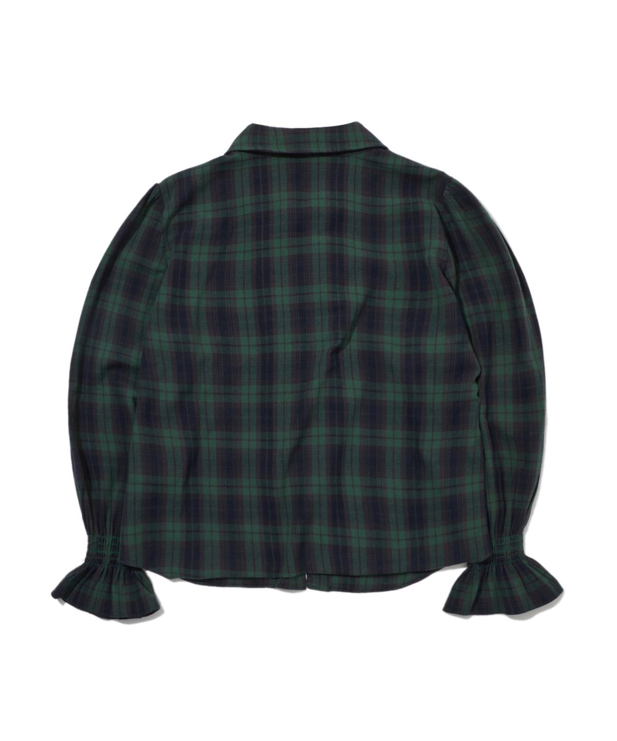 펜필드(PENFIELD) 워시드 체크 러플 블라우스 그린_FR3WR31F