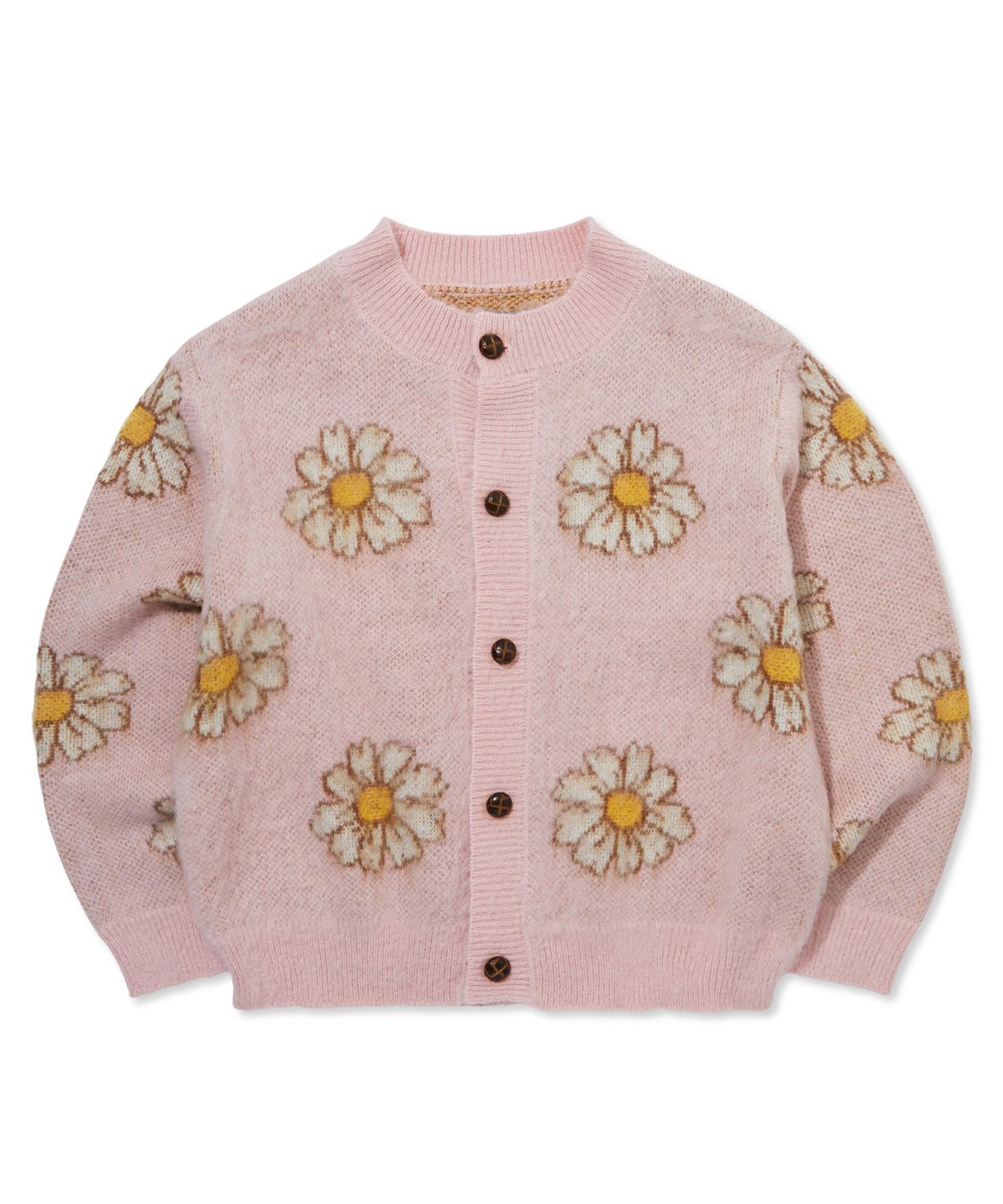 펜필드(PENFIELD) 모헤어 브러쉬 꽃 패턴롱슬리브 가디건 핑크_FR3KJ29U