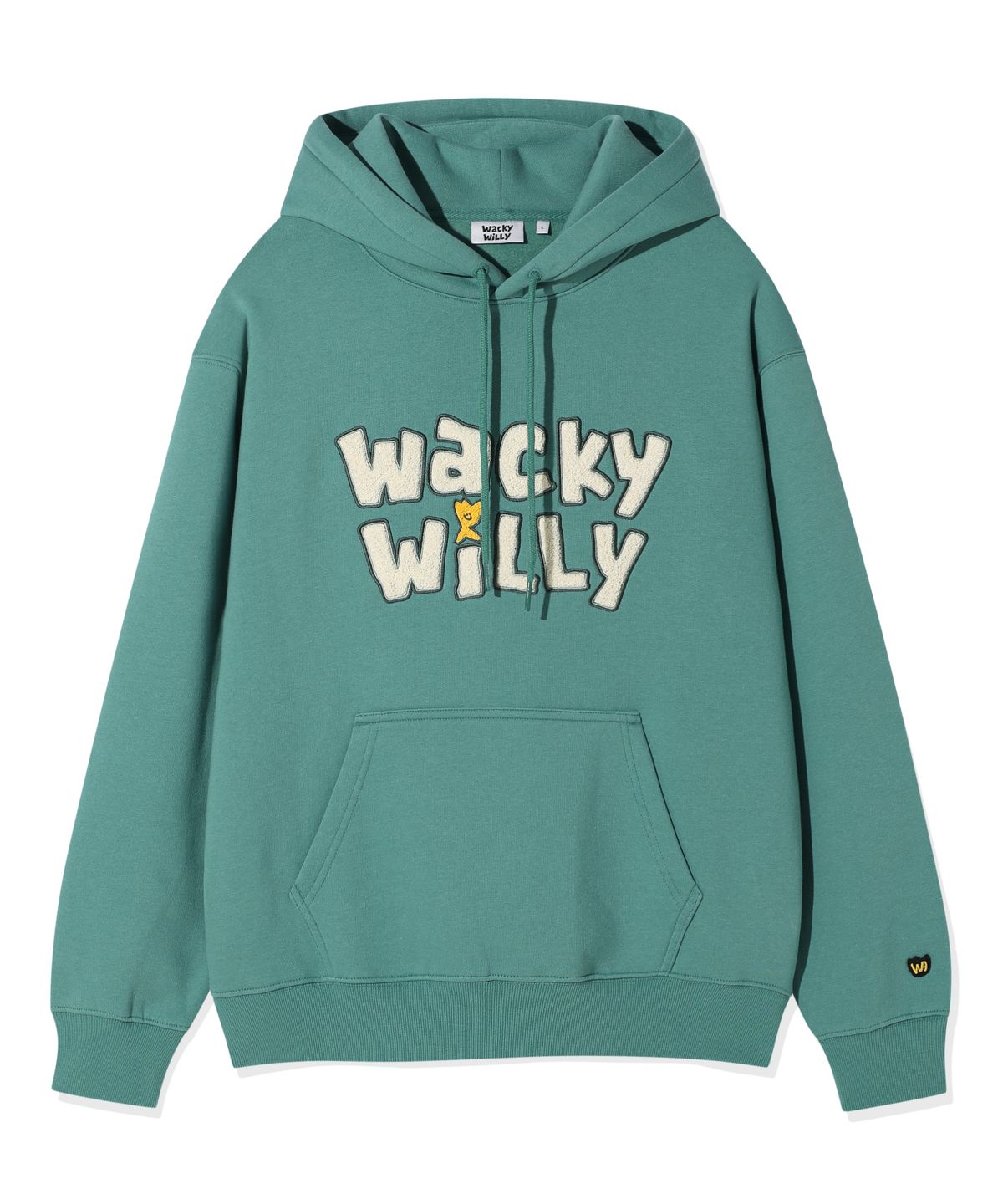 와키윌리(WACKY WILLY) 기모 타이포 그래픽 후드 그린