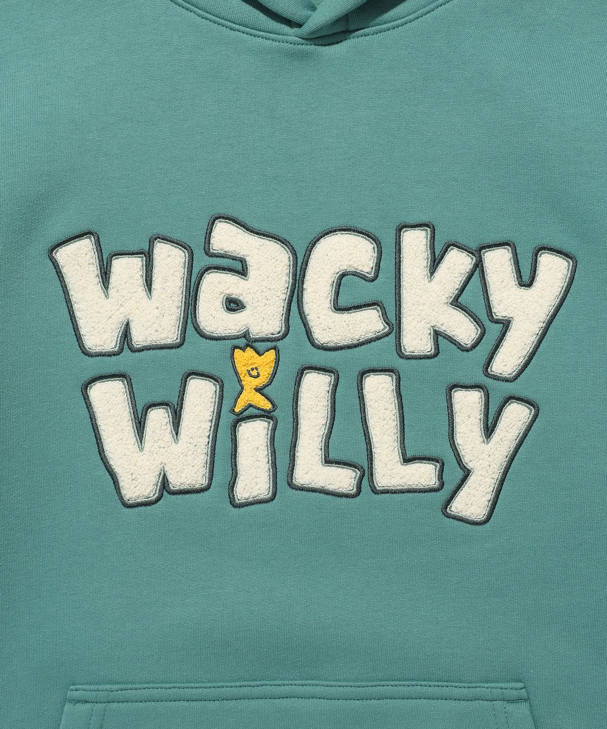 와키윌리(WACKY WILLY) 기모 타이포 그래픽 후드 그린