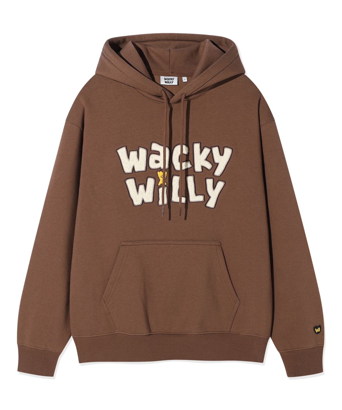 와키윌리(WACKY WILLY) 기모 타이포 그래픽 후드 브라운