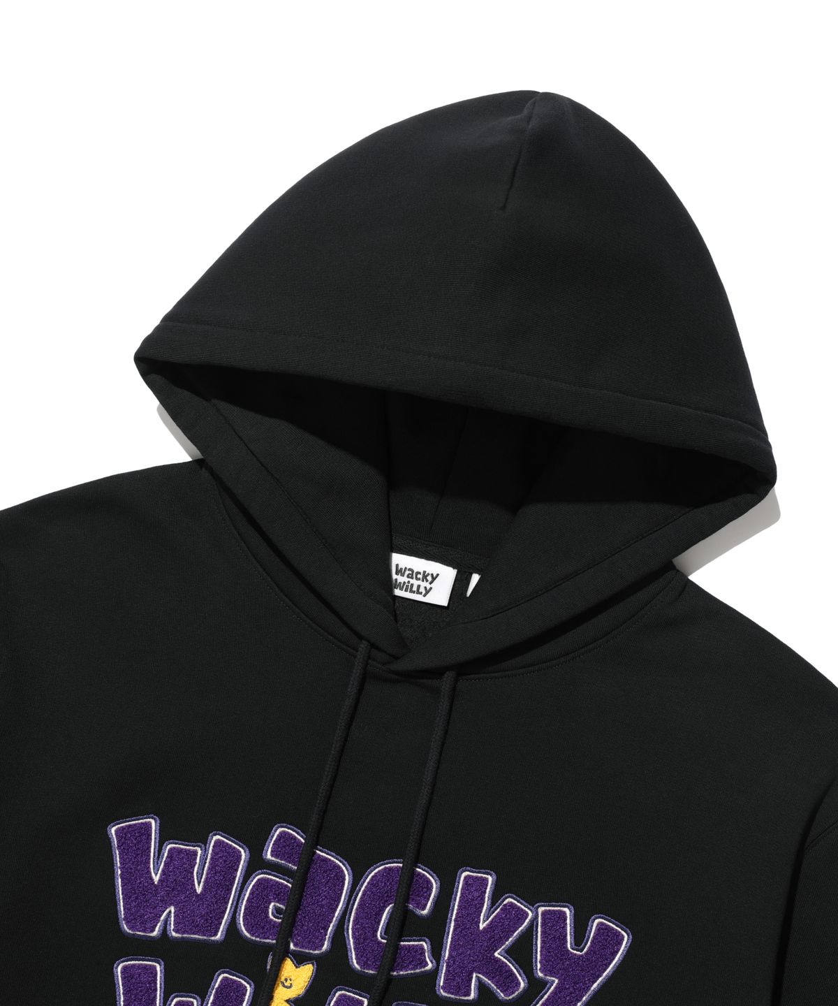 와키윌리(WACKY WILLY) 기모 타이포 그래픽 후드 블랙