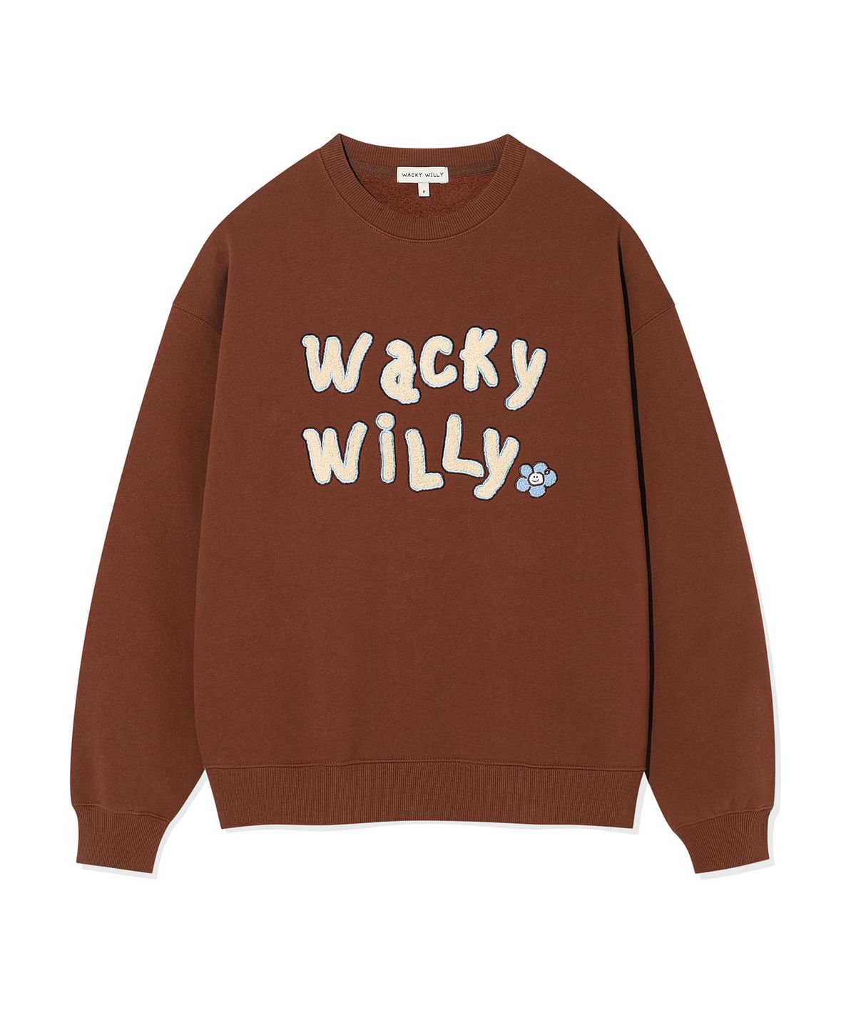 와키윌리(WACKY WILLY) 우먼스 부클 맨투맨 브라운