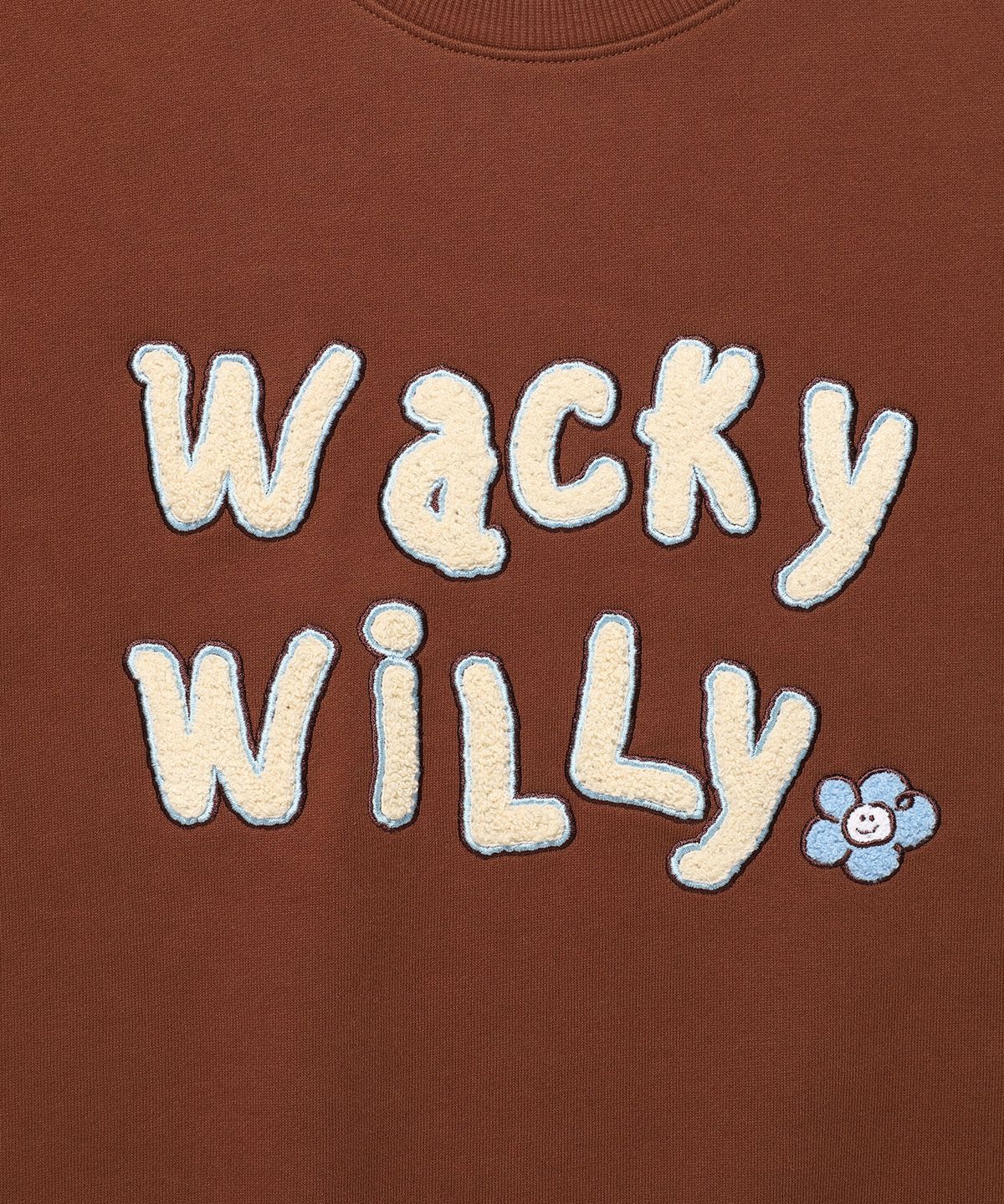 와키윌리(WACKY WILLY) 우먼스 부클 맨투맨 브라운