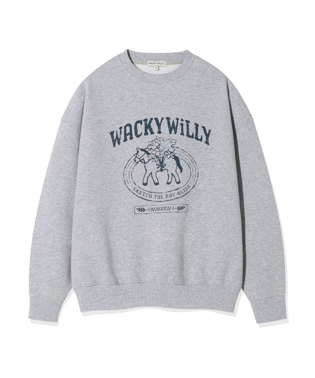 와키윌리(WACKY WILLY) 우먼스 타이포 그래픽 맨투맨 그레이