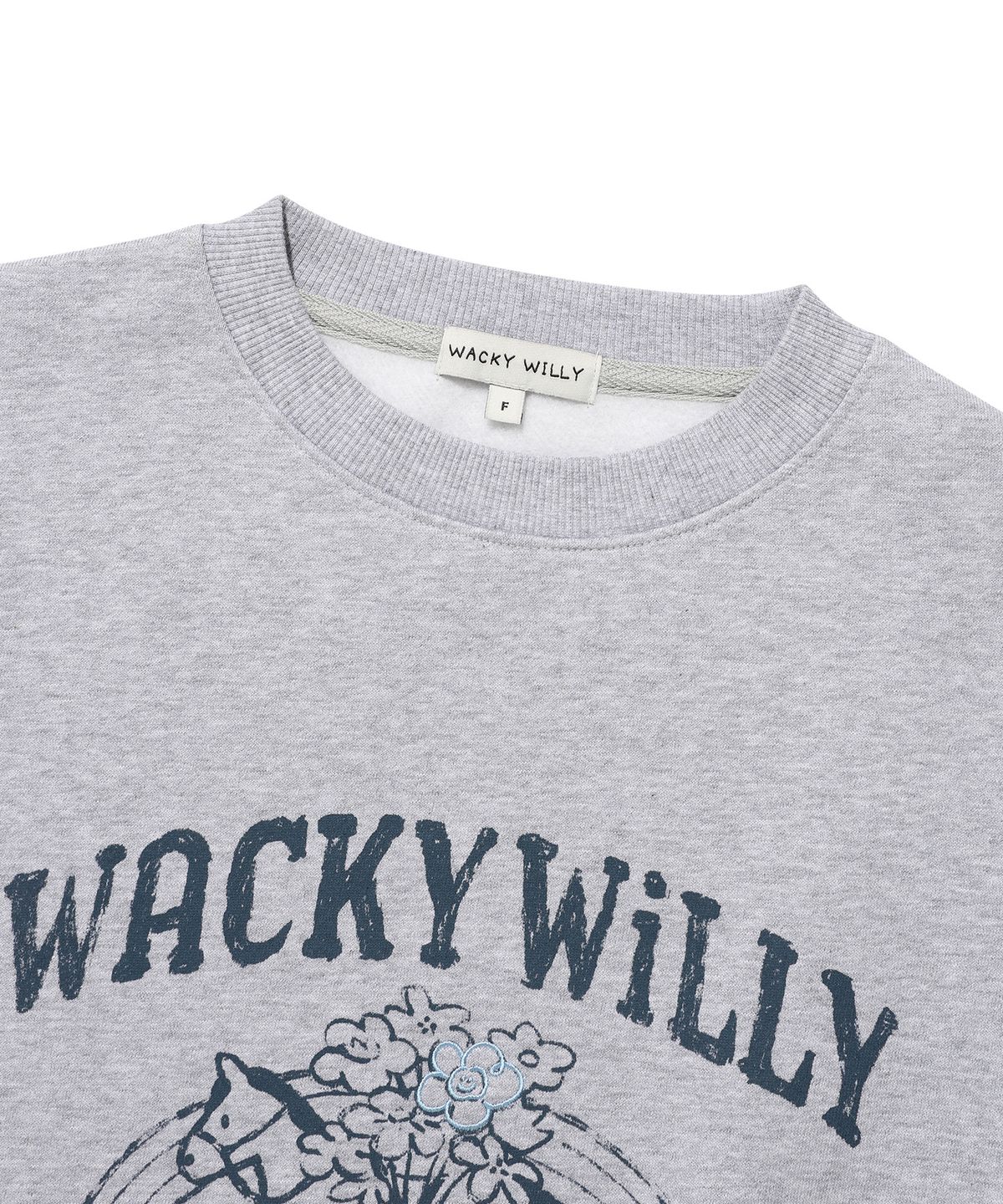 와키윌리(WACKY WILLY) 우먼스 타이포 그래픽 맨투맨 그레이