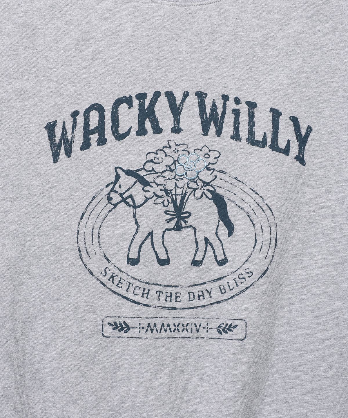 와키윌리(WACKY WILLY) 우먼스 타이포 그래픽 맨투맨 그레이
