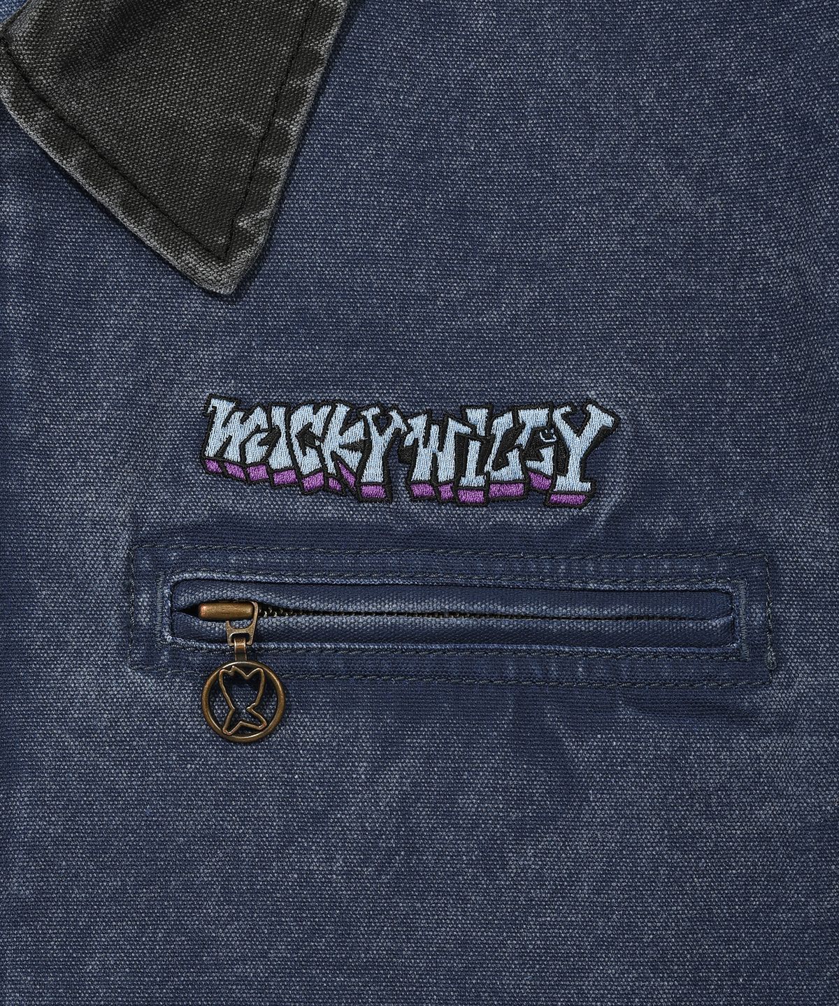 와키윌리(WACKY WILLY) 카라 배색 워크자켓 블루
