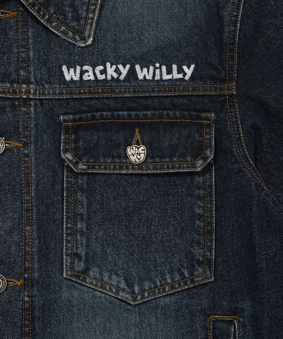 와키윌리(WACKY WILLY) 그래픽 워싱 데님 트러커 블루