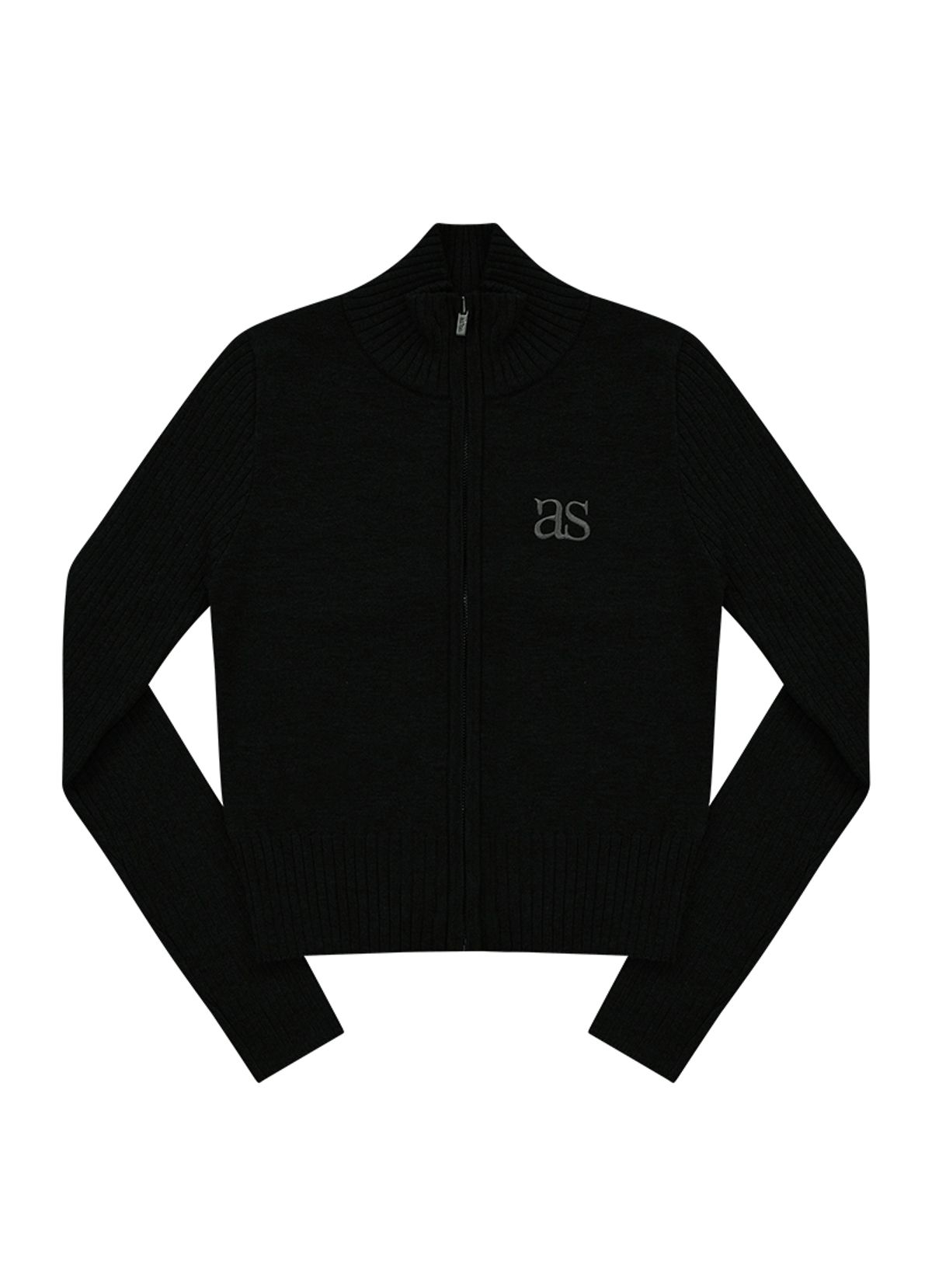 애즈온(ASON) MARON KNIT ZIP-UP / BLACK