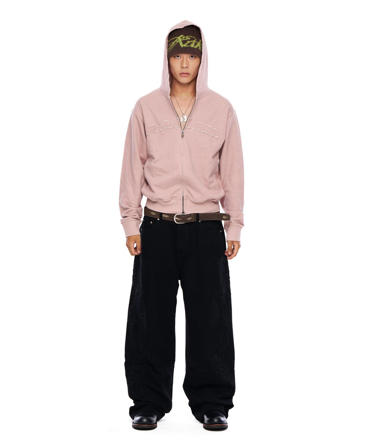 아캄(AAKAM) Logo Patch Zip-Up Hoodie (Pink)