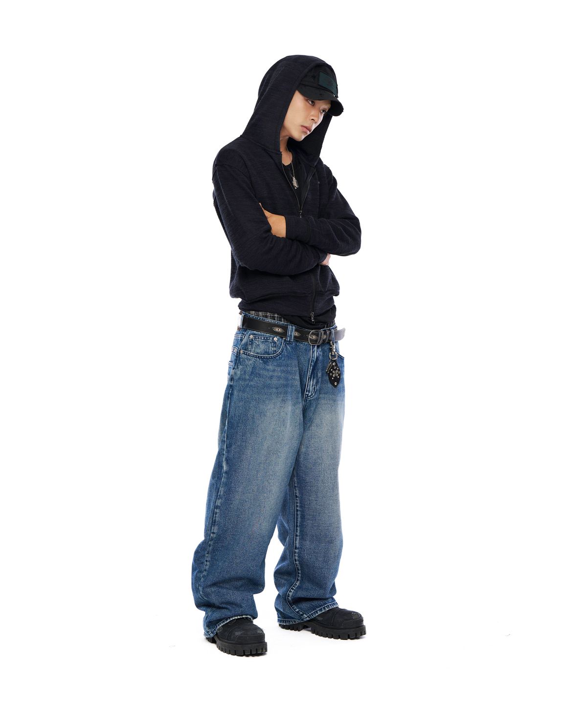 아캄(AAKAM) Basic Knit Zip-Up Hoodie (Black)