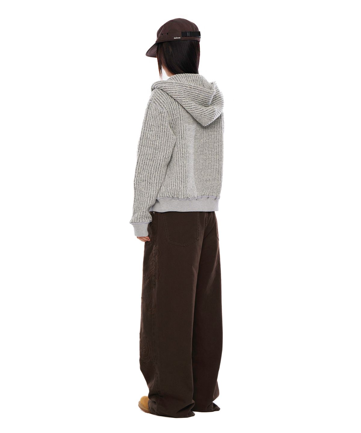 아캄(AAKAM) Bokashi Knit Zip-Up Hoodie (Gray)