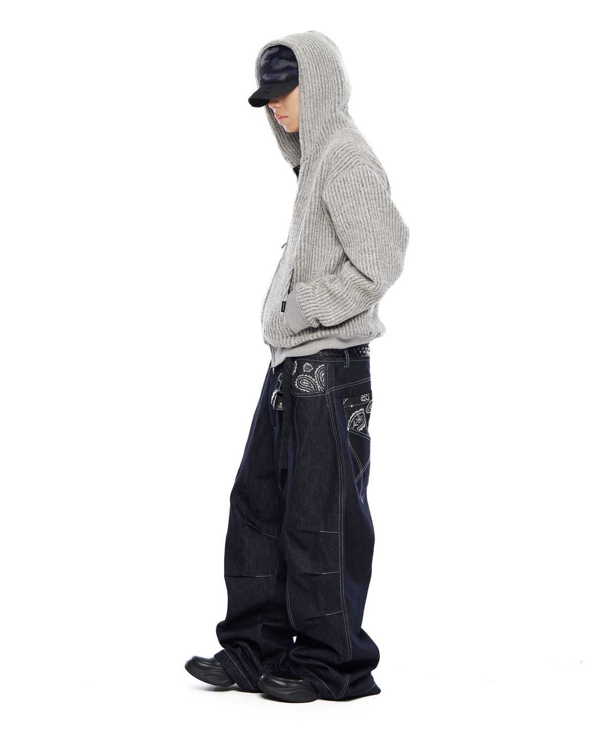 아캄(AAKAM) Bokashi Knit Zip-Up Hoodie (Gray)
