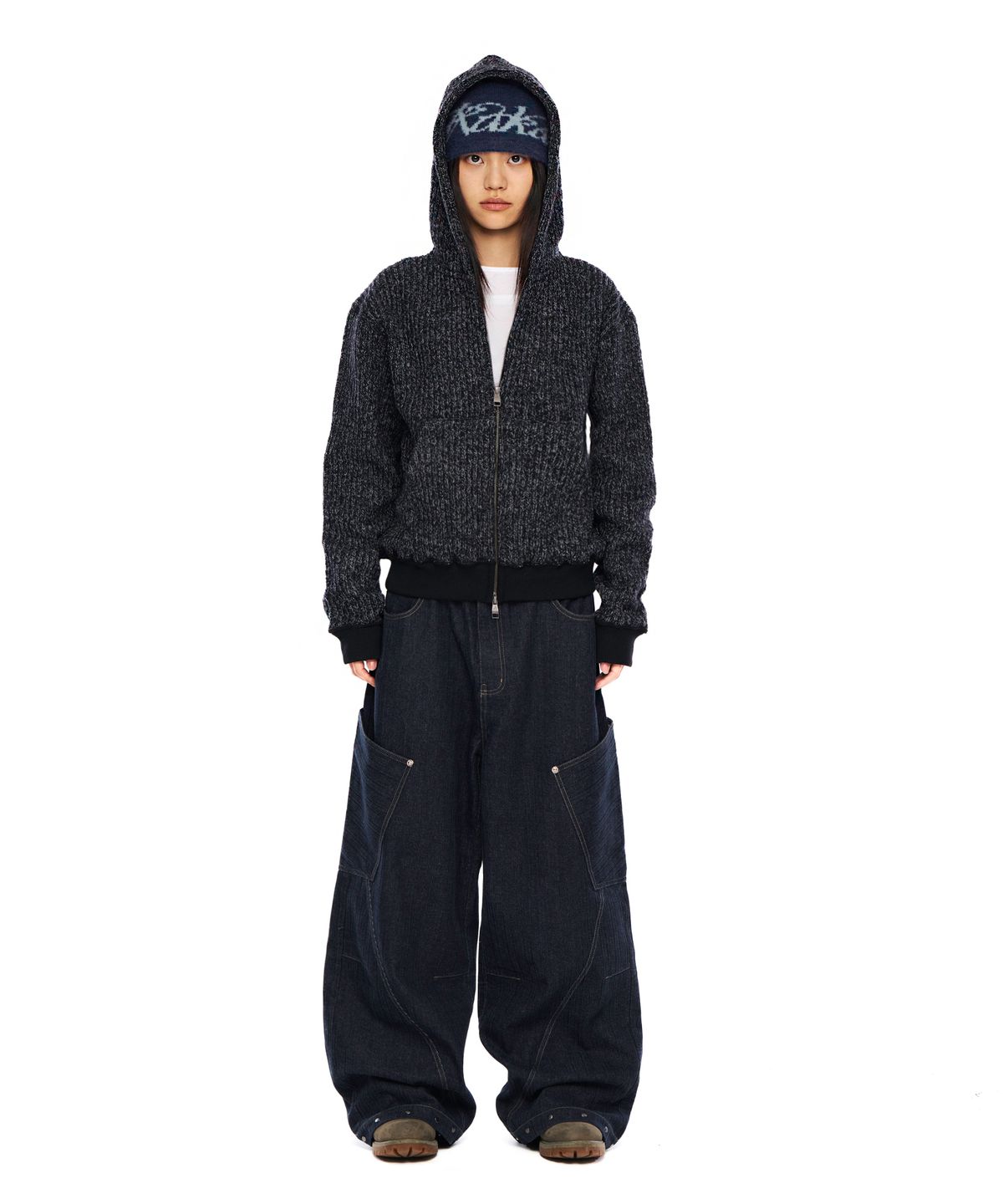 아캄(AAKAM) Bokashi Knit Zip-Up Hoodie (Black)