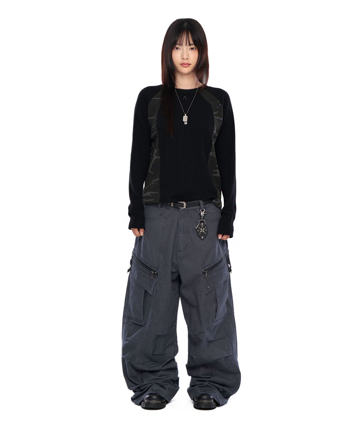 아캄(AAKAM) Side Camo Raglan Long Sleeve (Black)