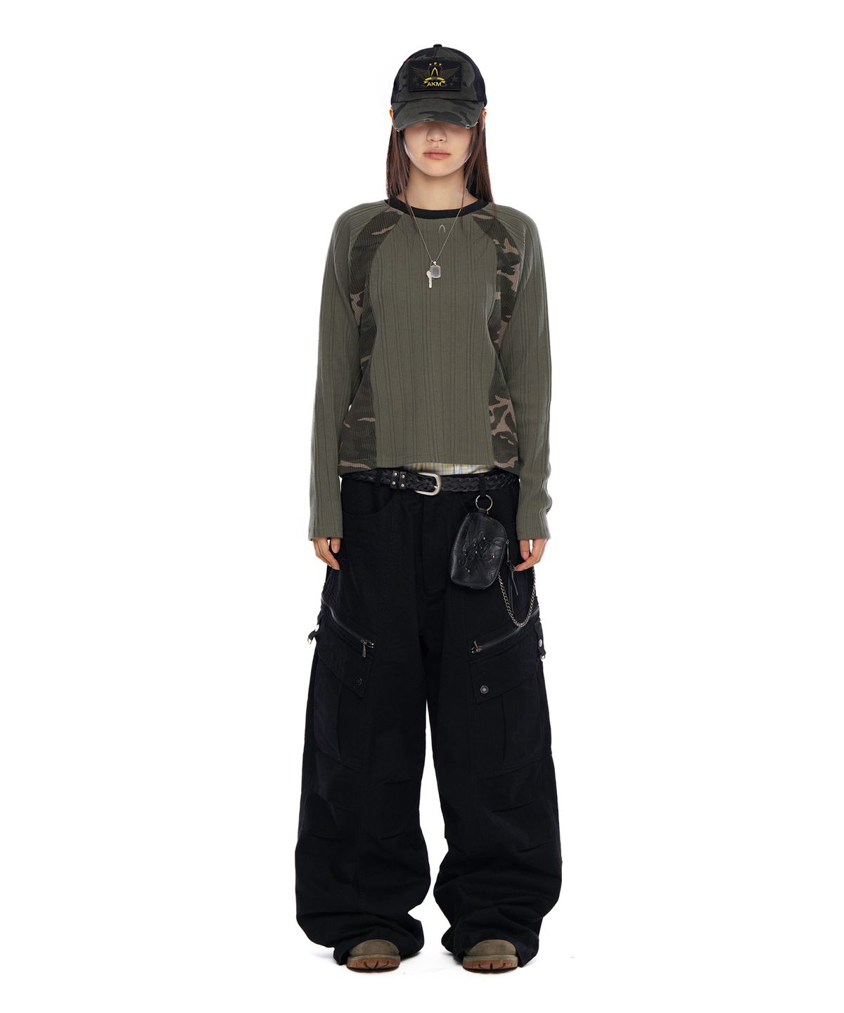 아캄(AAKAM) Side Camo Raglan Long Sleeve (Khaki)