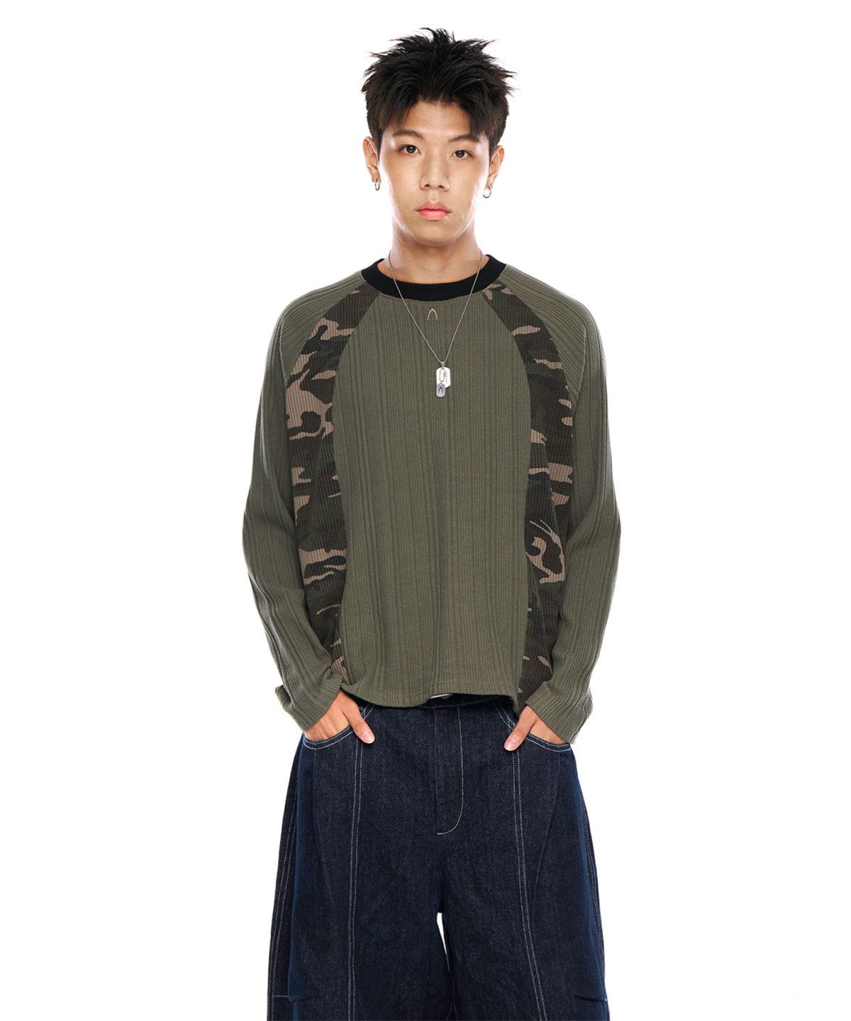 아캄(AAKAM) Side Camo Raglan Long Sleeve (Khaki)