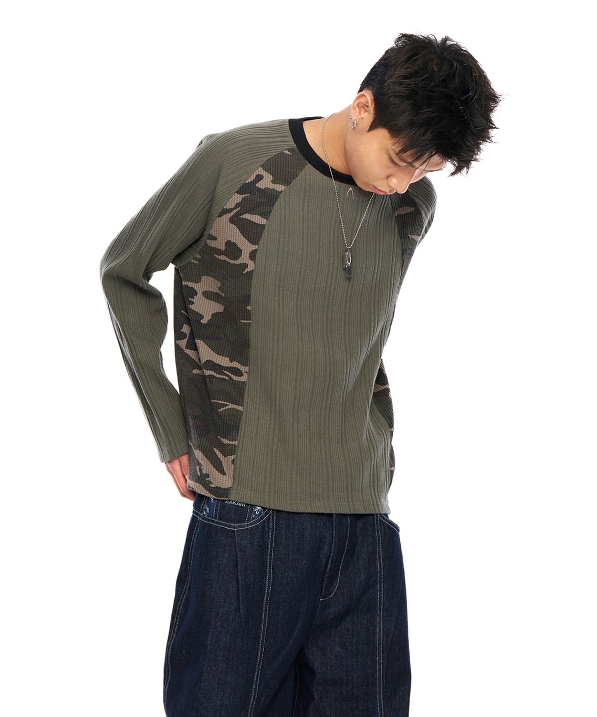 아캄(AAKAM) Side Camo Raglan Long Sleeve (Khaki)