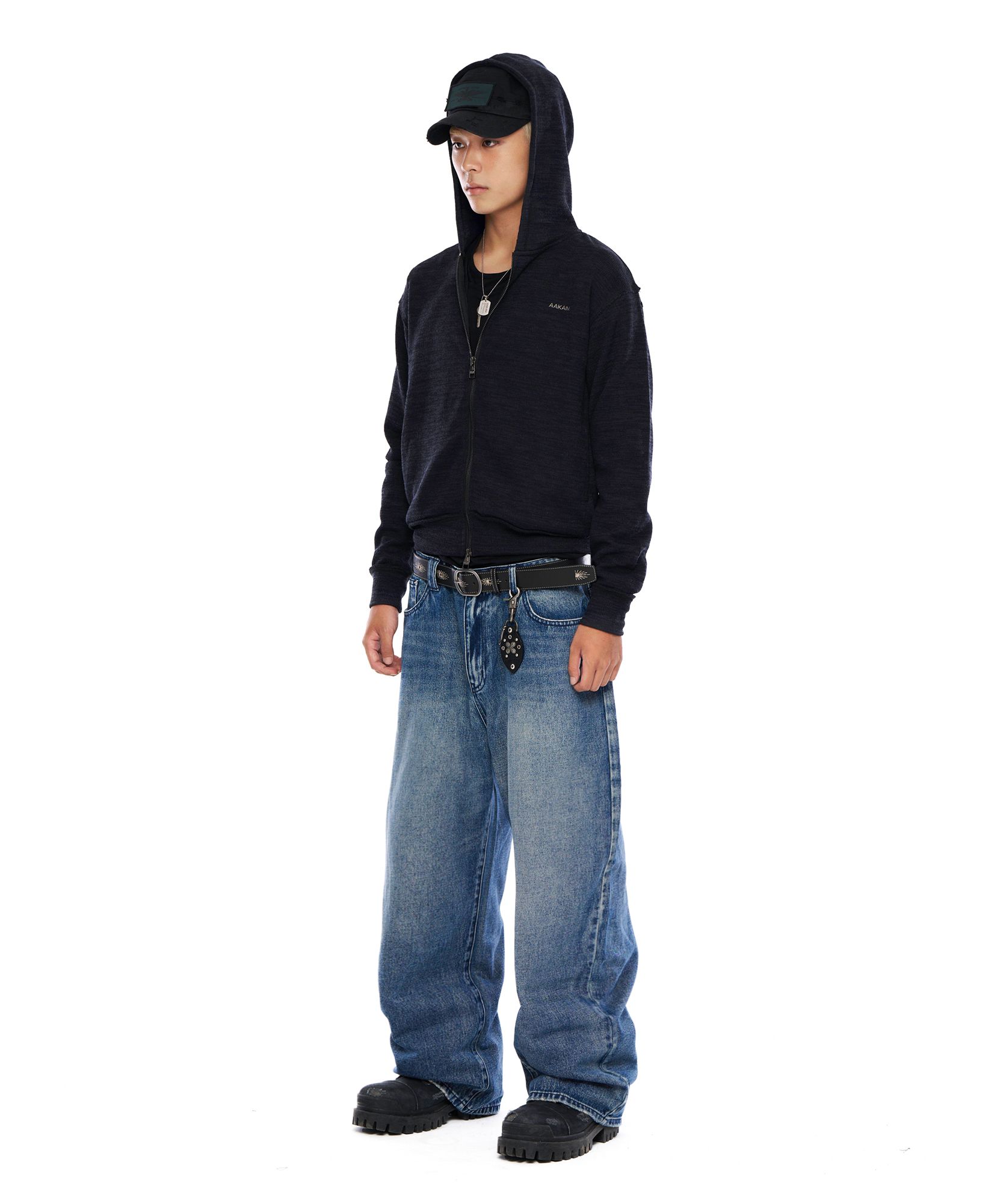 パンツ AAKAM Back Studded Denim Pants MUSINSA公式 | AAKAM Back Studded Denim Pants (Blue)