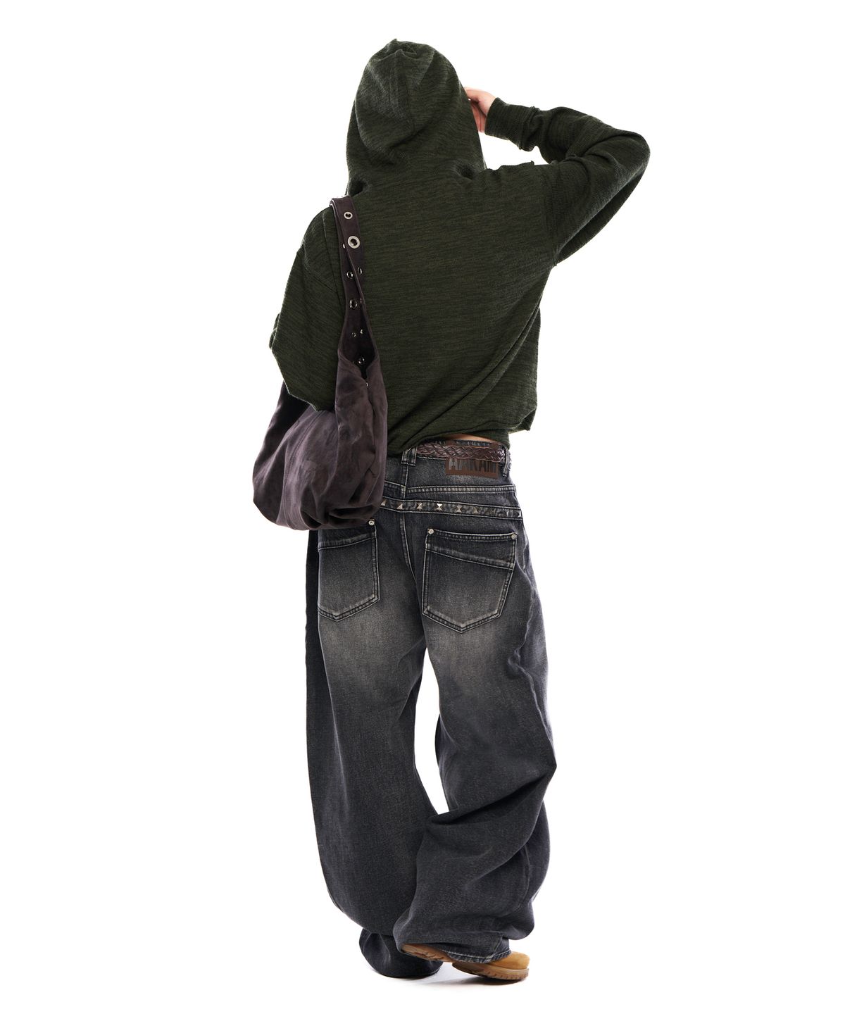 아캄(AAKAM) Back Studded Denim Pants (Black)