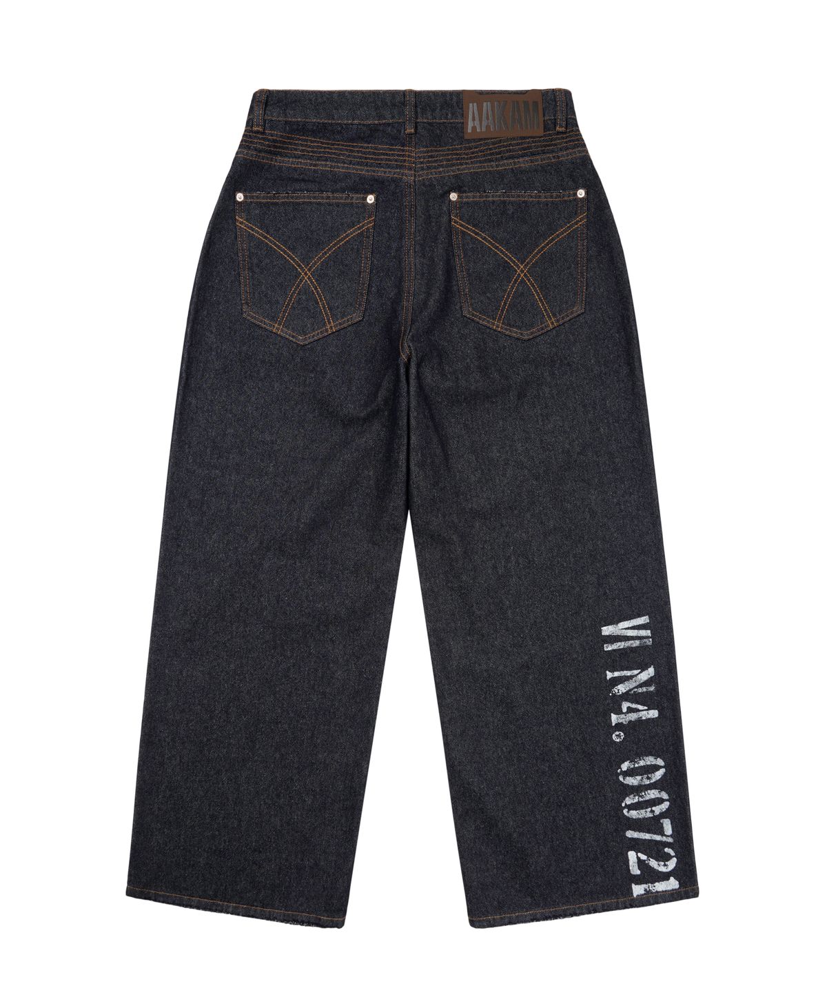 아캄(AAKAM) Out Pocket Printed Denim Pants (Dark Blue)