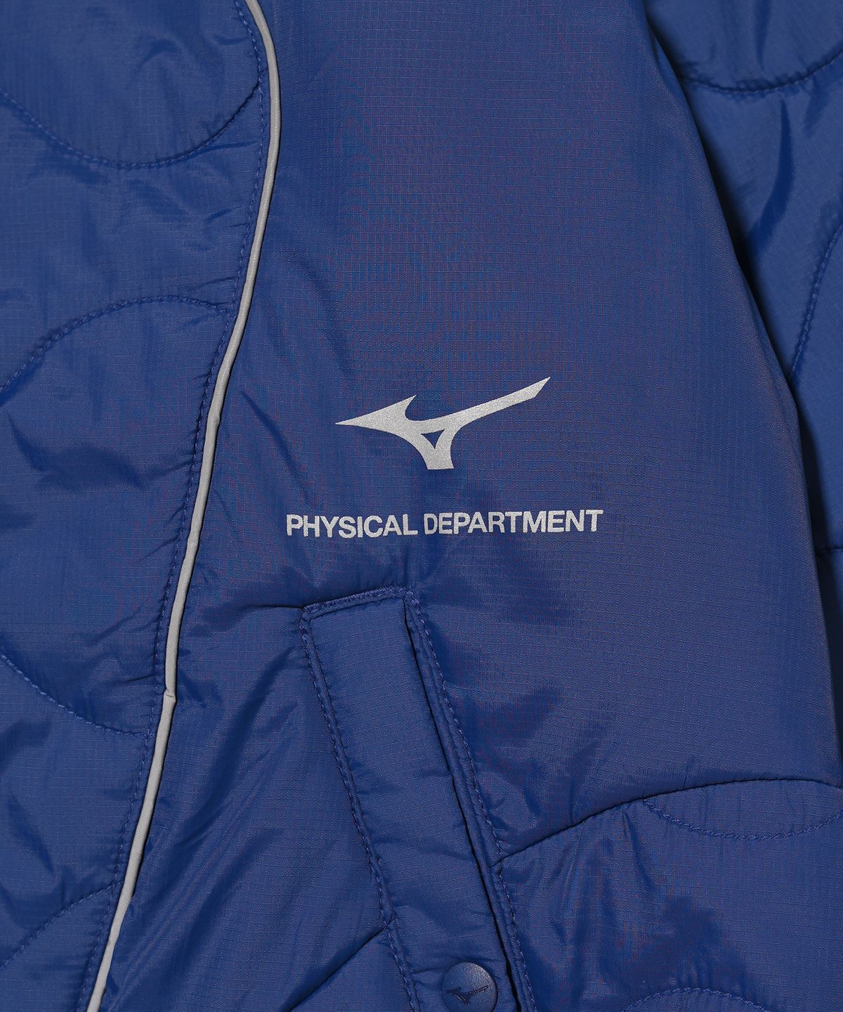 피지컬 디파트먼트(PHYSICAL DEPARTMENT) 피뎁트 X 미즈노 파이핑 퀄팅자켓 블루