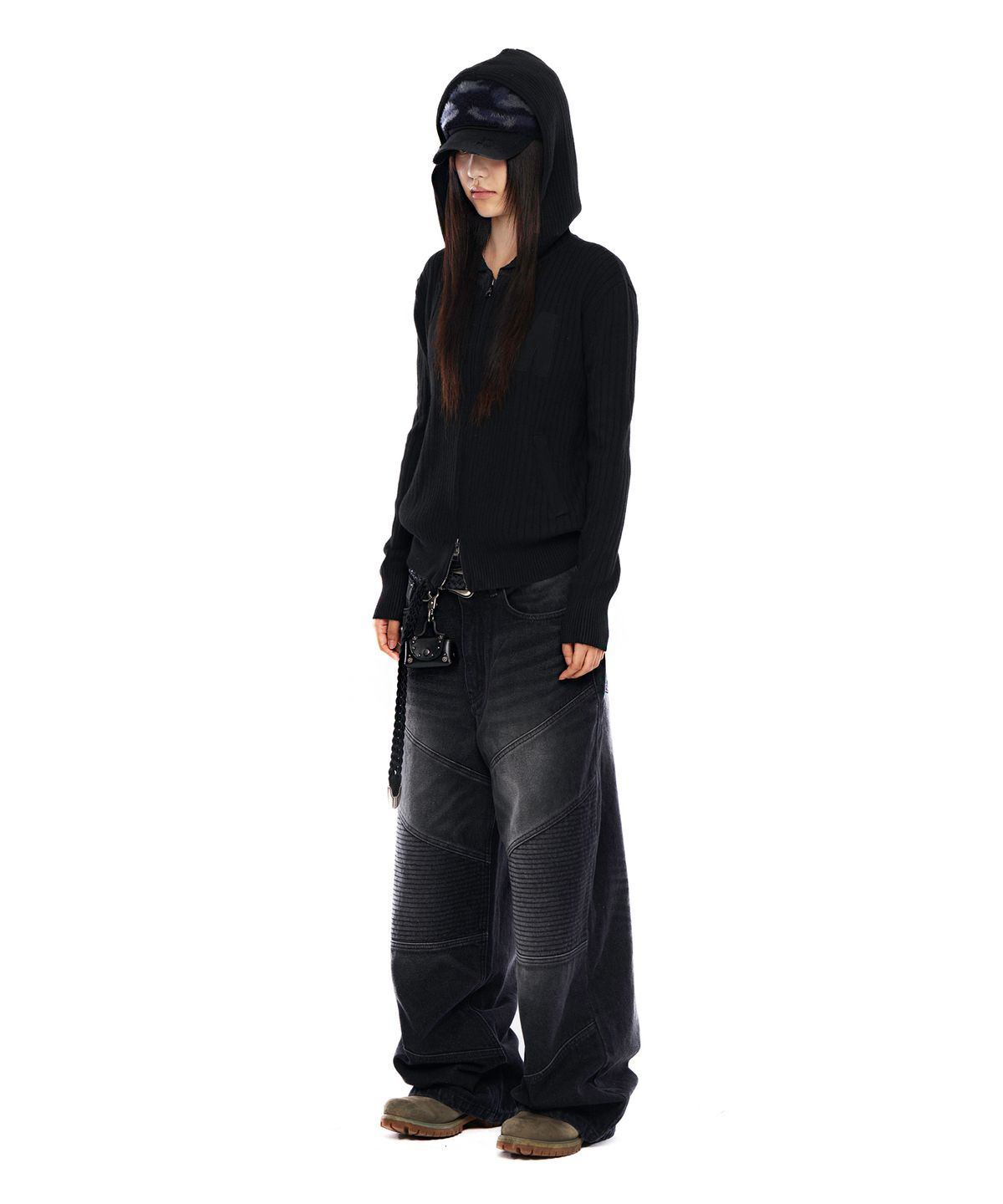 아캄(AAKAM) Biker Denim Pants (Black)