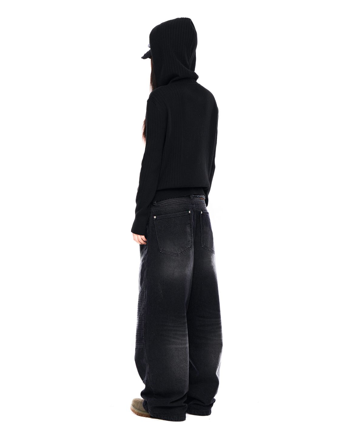 아캄(AAKAM) Biker Denim Pants (Black)