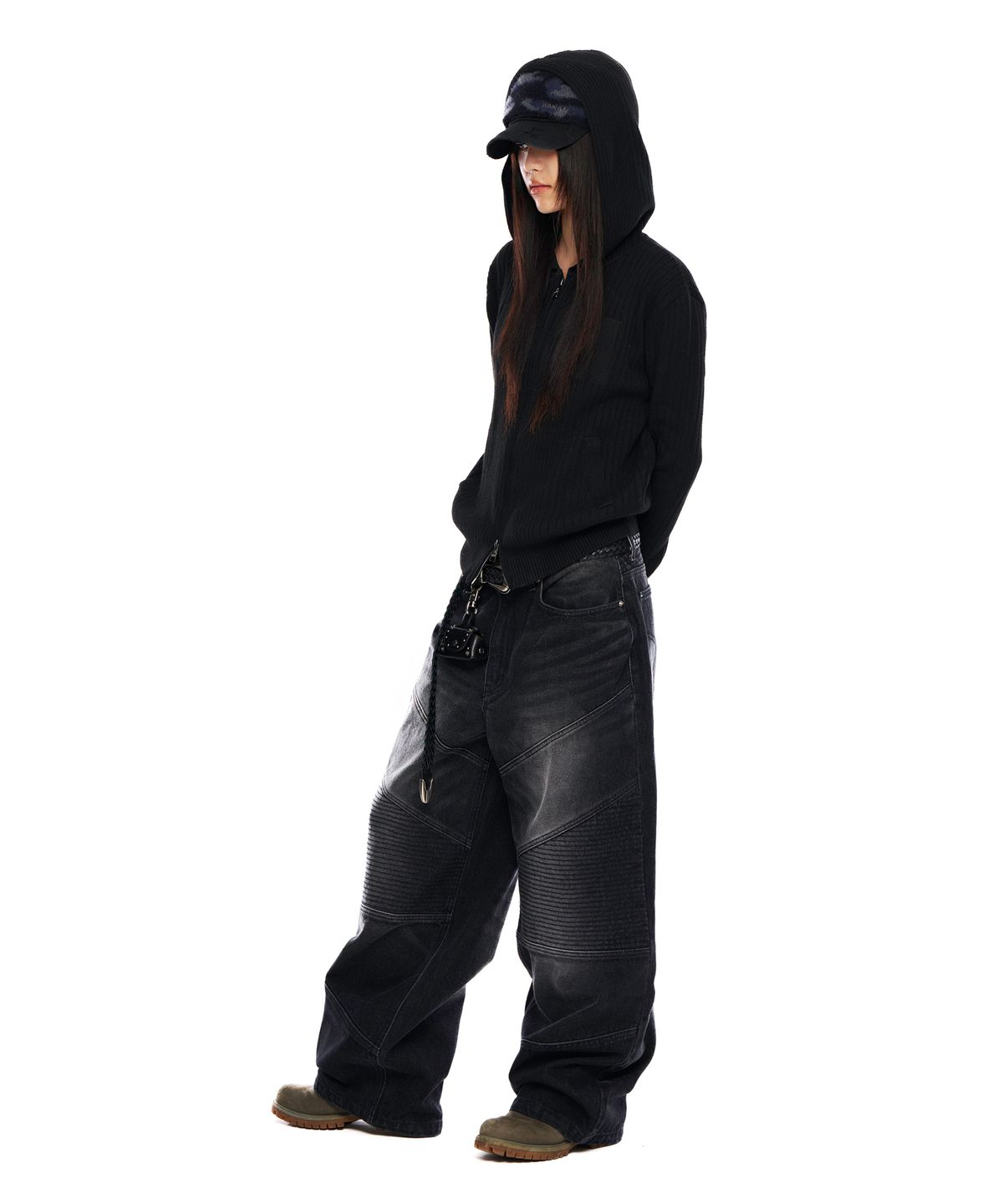 아캄(AAKAM) Biker Denim Pants (Black)