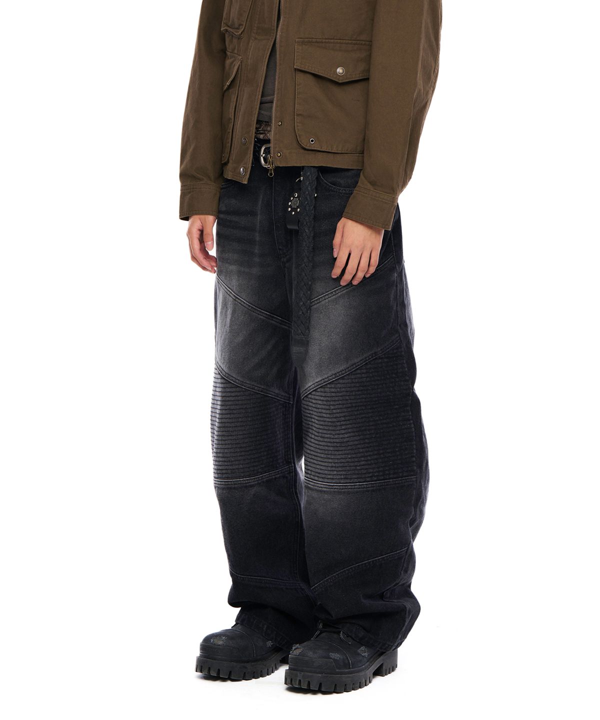 아캄(AAKAM) Biker Denim Pants (Black)