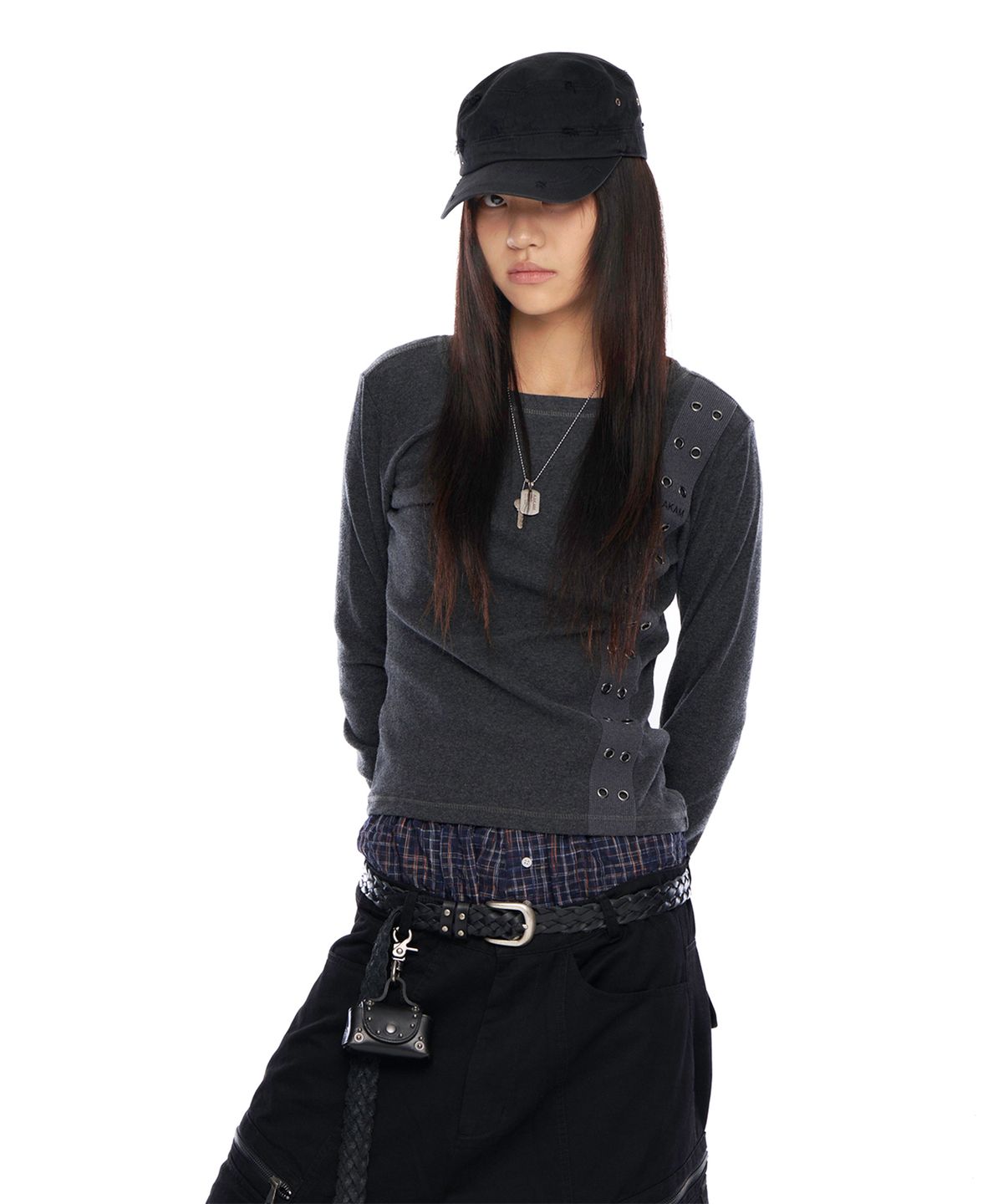 아캄(AAKAM) Check Boxer (Mixed Navy)