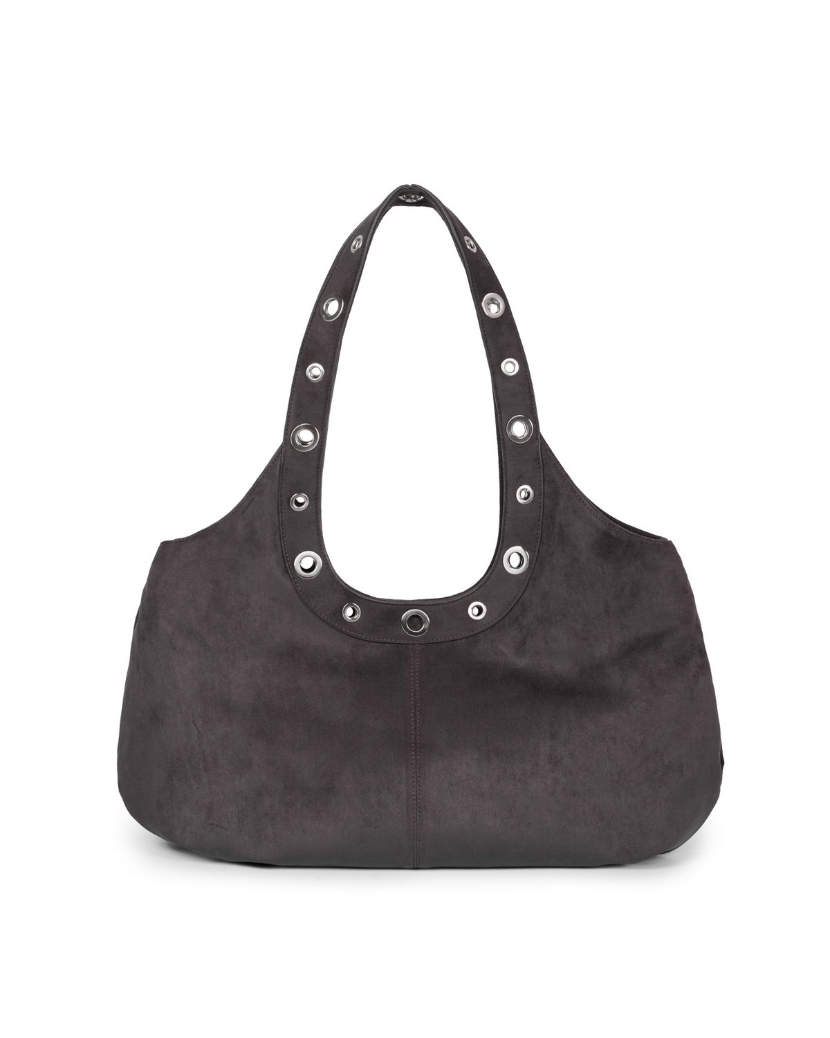 아캄(AAKAM) Suede Eyelet Dumpling Bag (Charcoal)