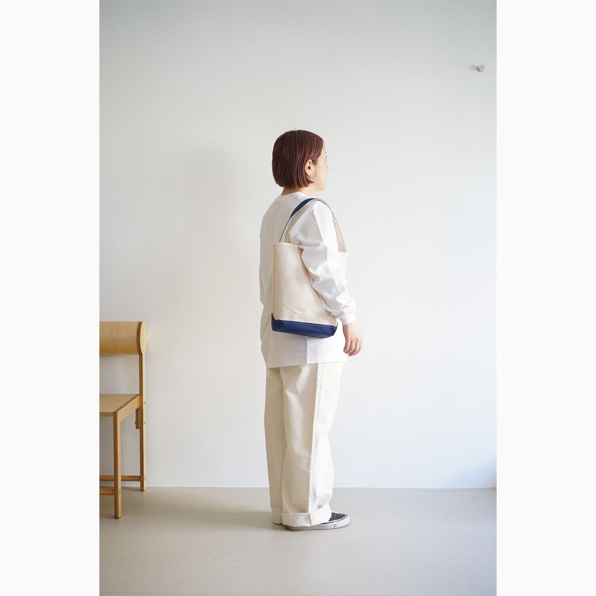 찬스클로딩(CHANCE CLOTHING) BAGUETTE TOTE SMALL - ORANGE/OFF WHITE
