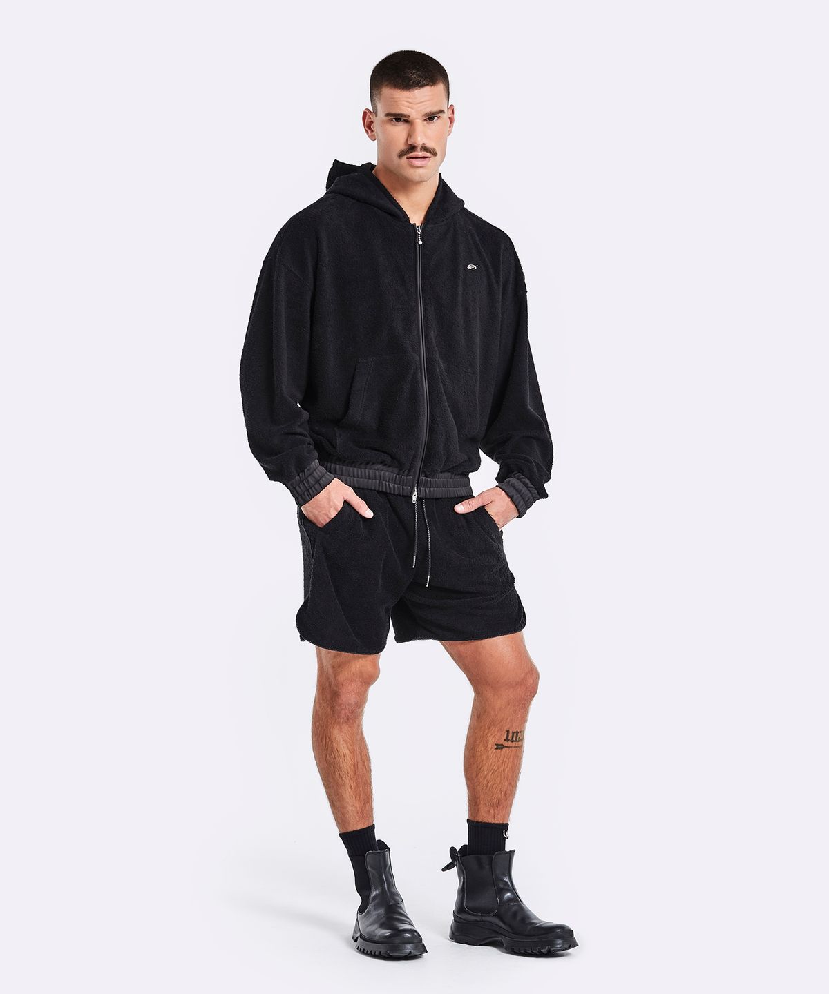 51퍼센트(51PERCENT) Terry hoodie zip-up - Black