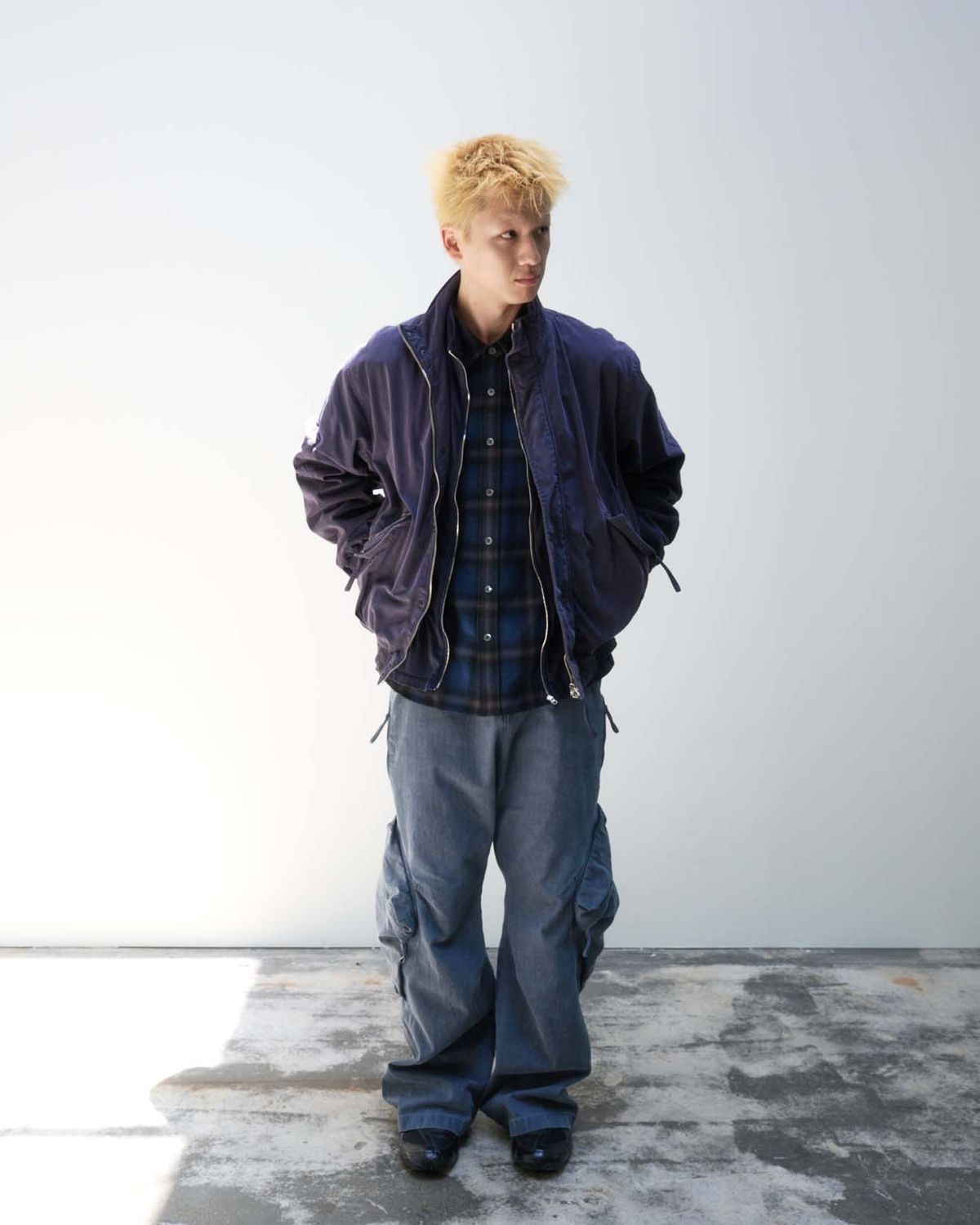 999휴머니티(999HUMANITY) 어드벤처 블리치드 봄버 재킷 (페이디드 네이비)