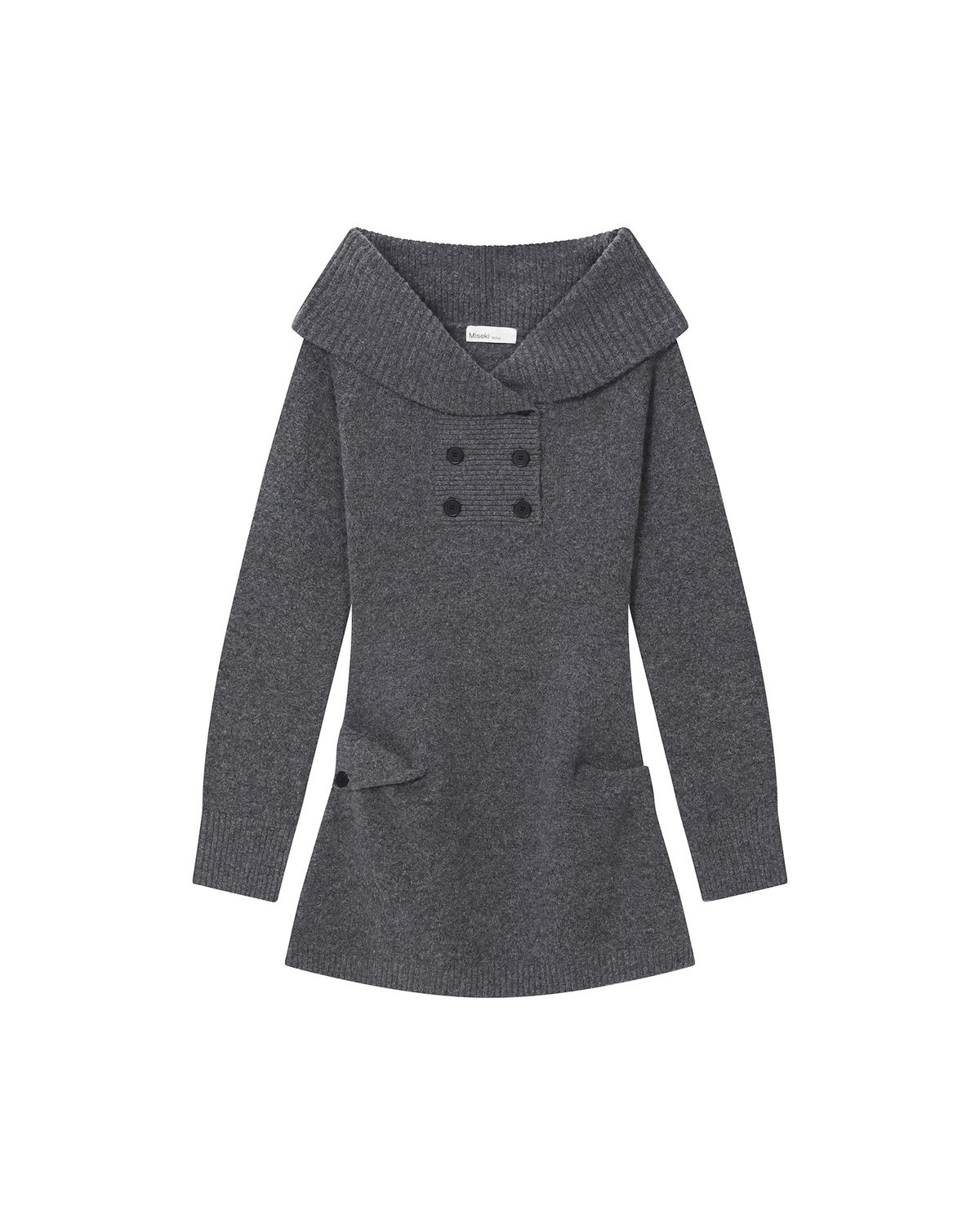 미세키서울(MISEKI SEOUL) double button knit one piece DARK GREY