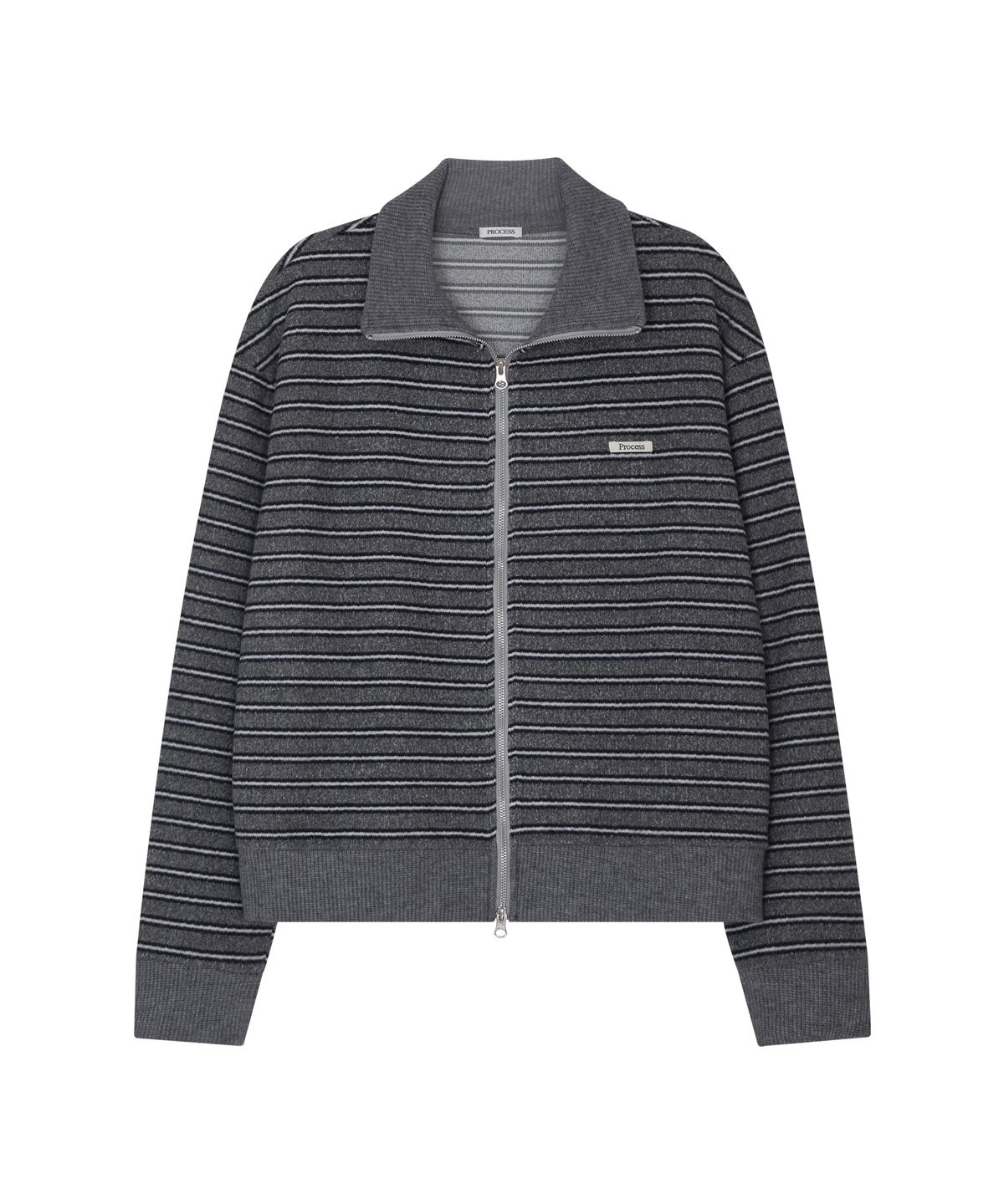 프로세스(PROCESS) Multi Stripe Knit Zip-up - Charchoal