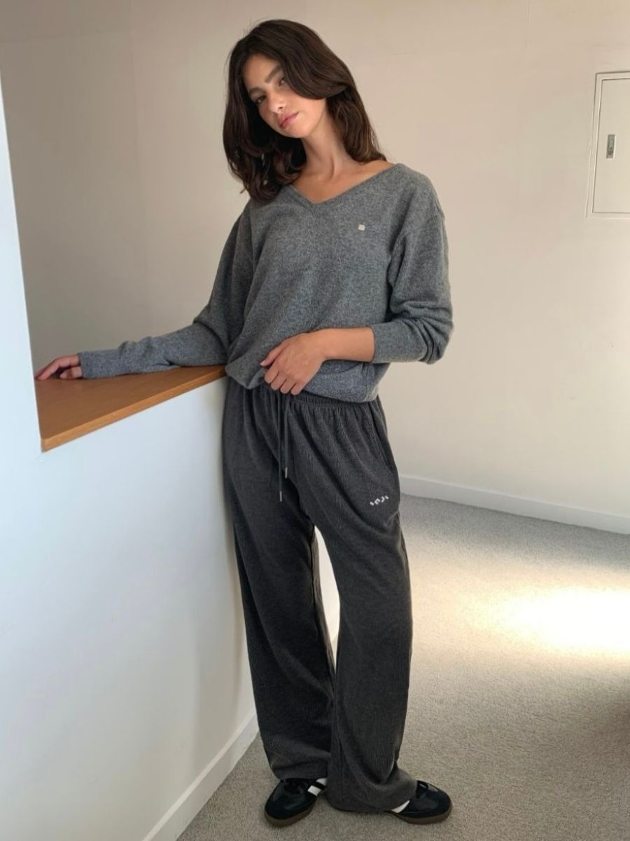 MUSINSA | INJIACTIVE Ribbed Sweatpants Charcoal